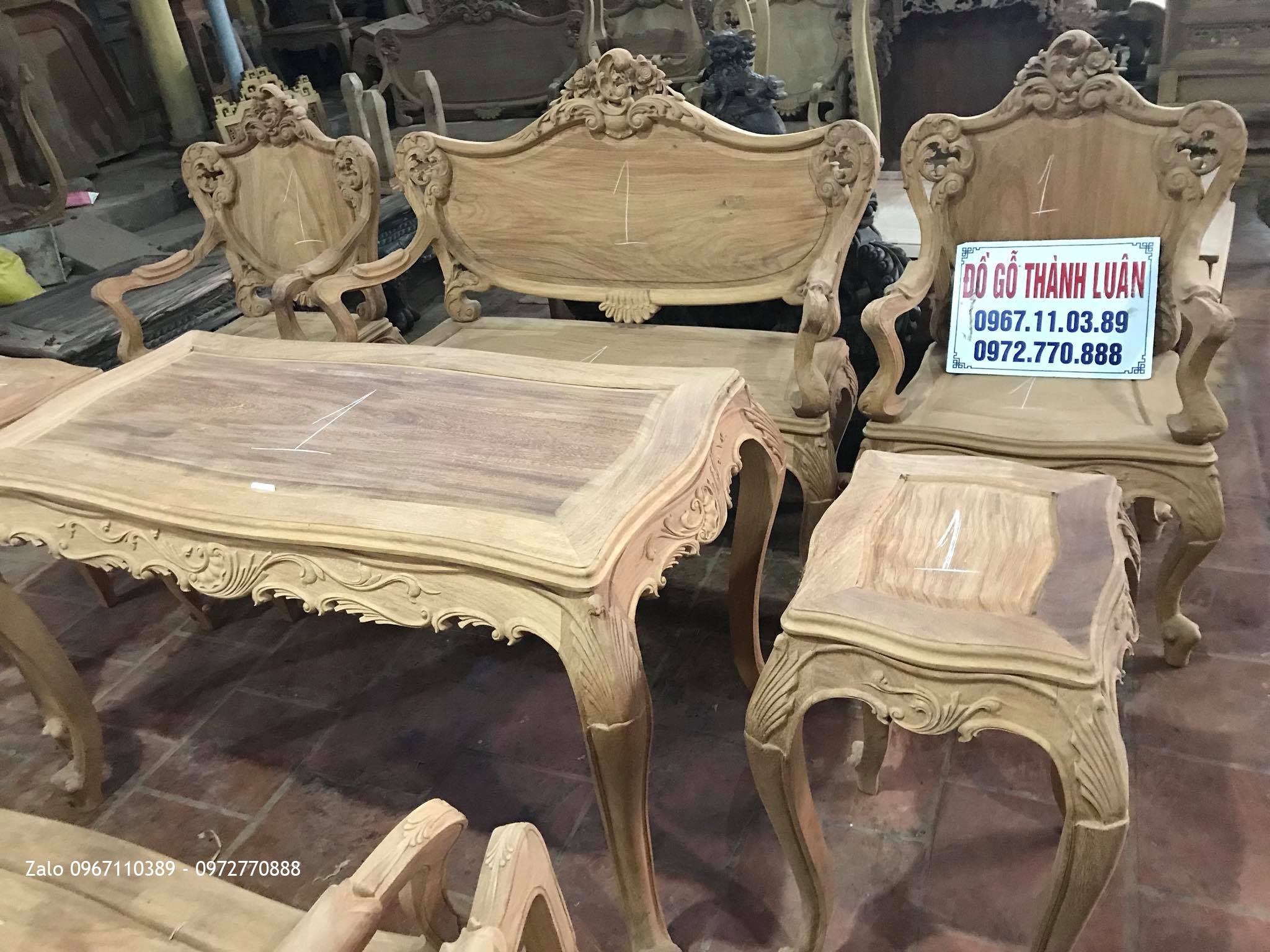 Bộ Ghế Lu-i (Louis) Gỗ Gõ Đỏ 9 Món VÍP,.