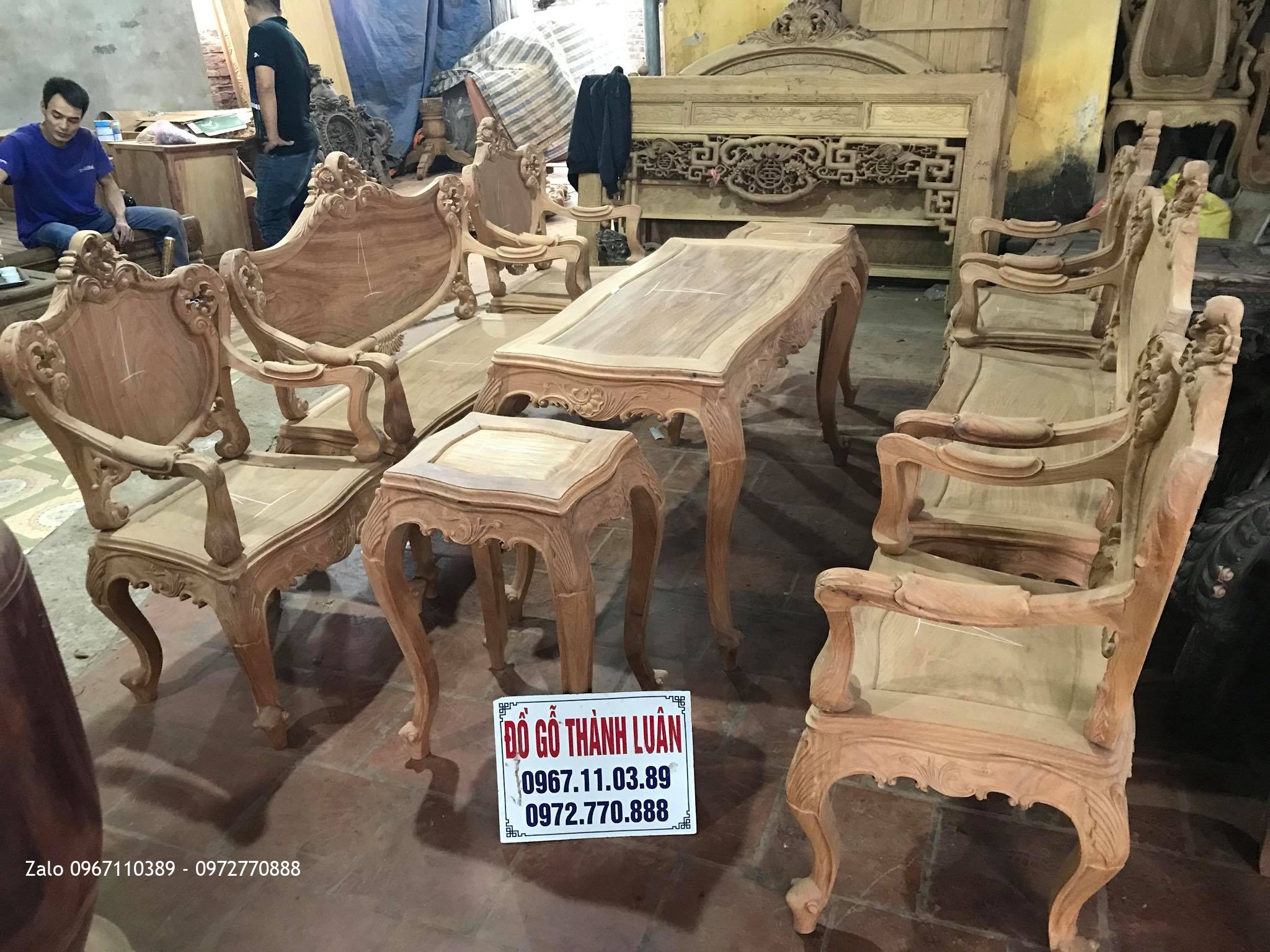 Bộ Ghế Lu-i (Louis) Gỗ Gõ Đỏ 9 Món VÍP.