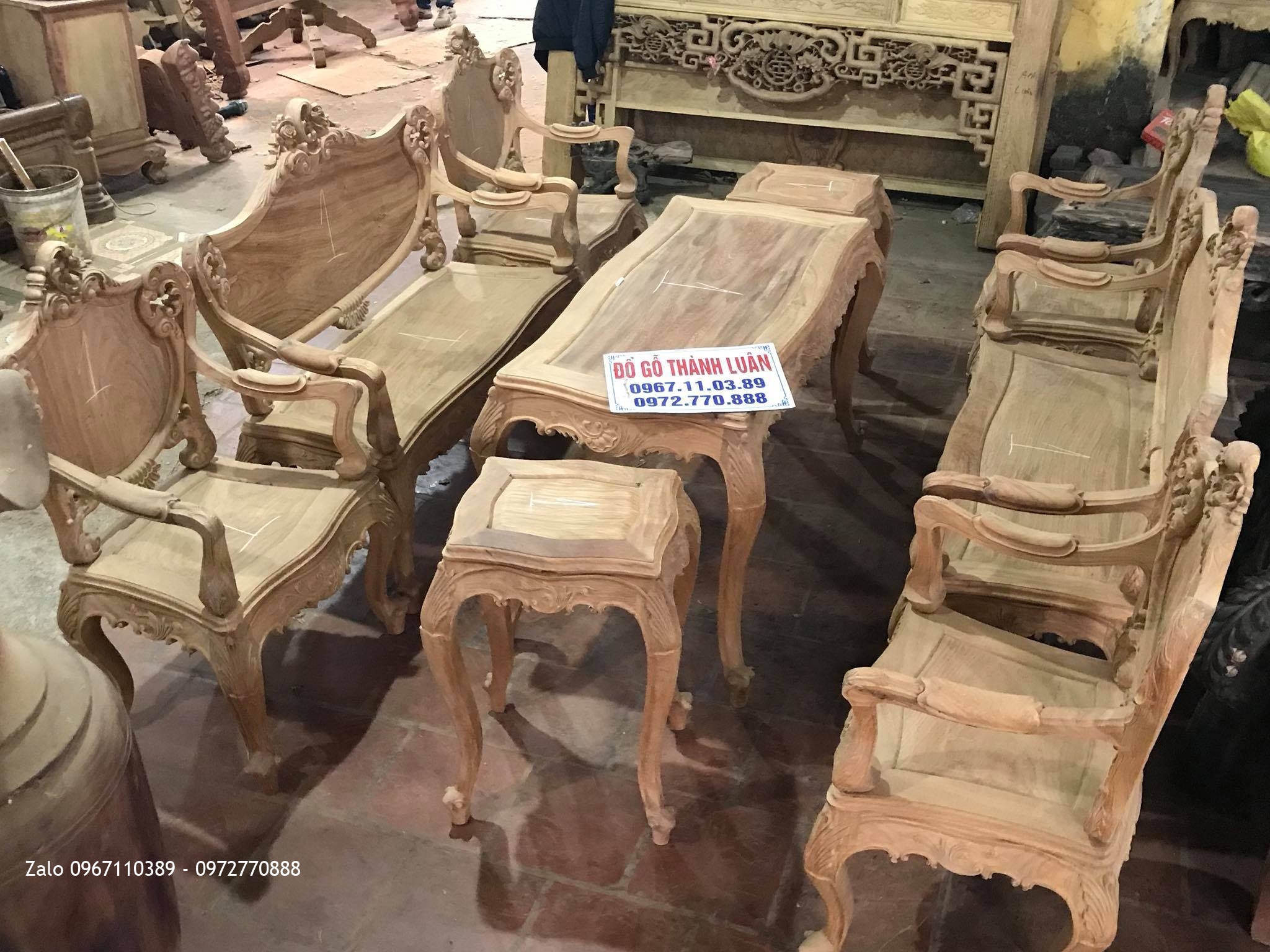 Bộ Ghế Lu-i (Louis) Gỗ Gõ Đỏ 9 Món VÍP.