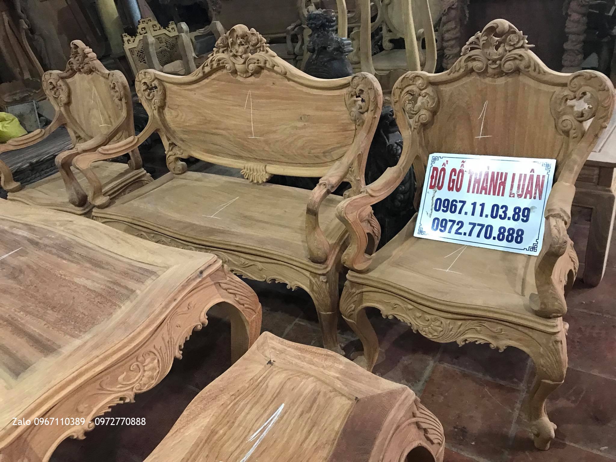 Bộ Ghế Lu-i (Louis) Gỗ Gõ Đỏ 9 Món VÍP.,