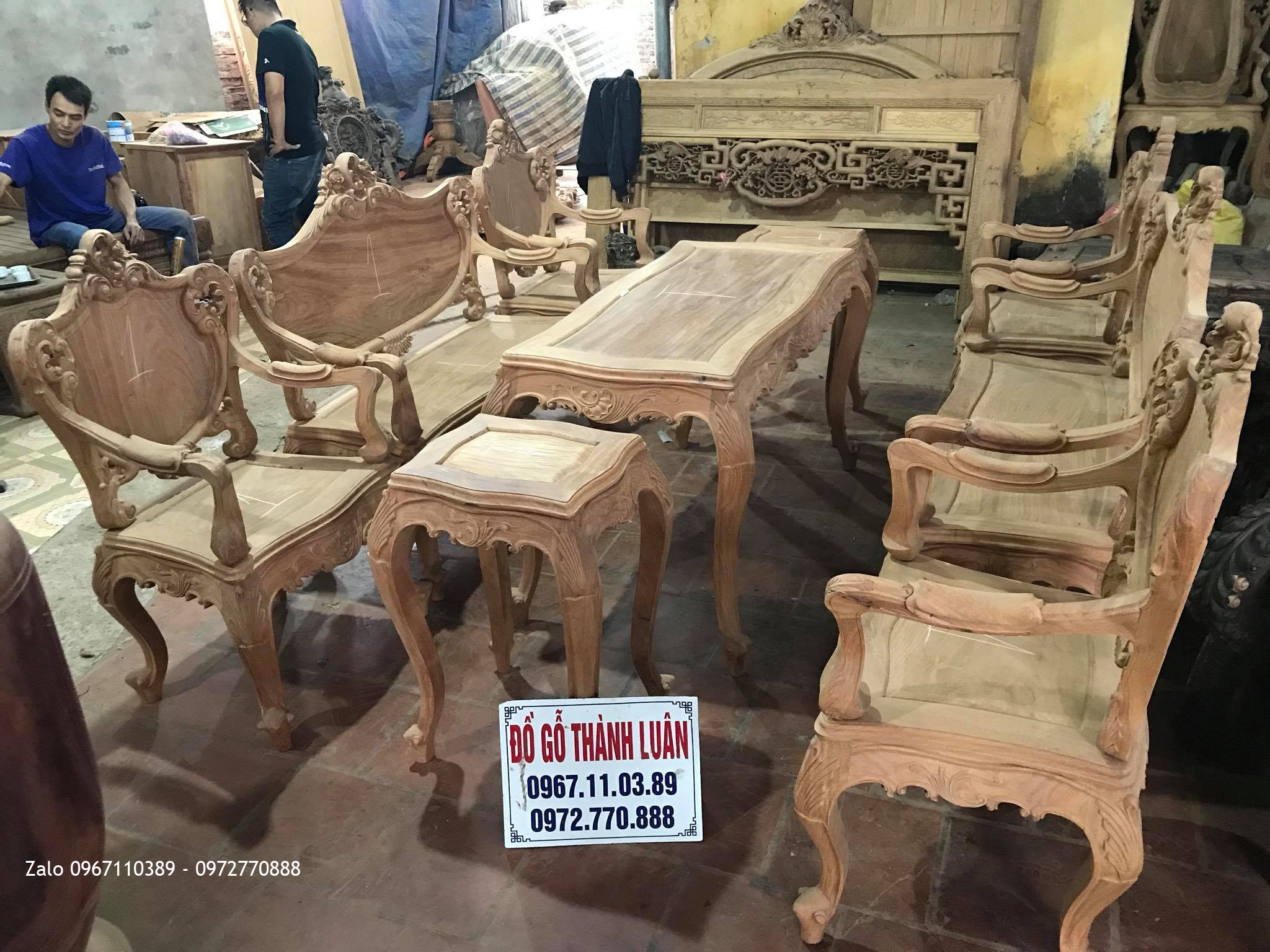 Bộ Ghế Lu-i (Louis) Gỗ Gõ Đỏ 9 Món VÍP: