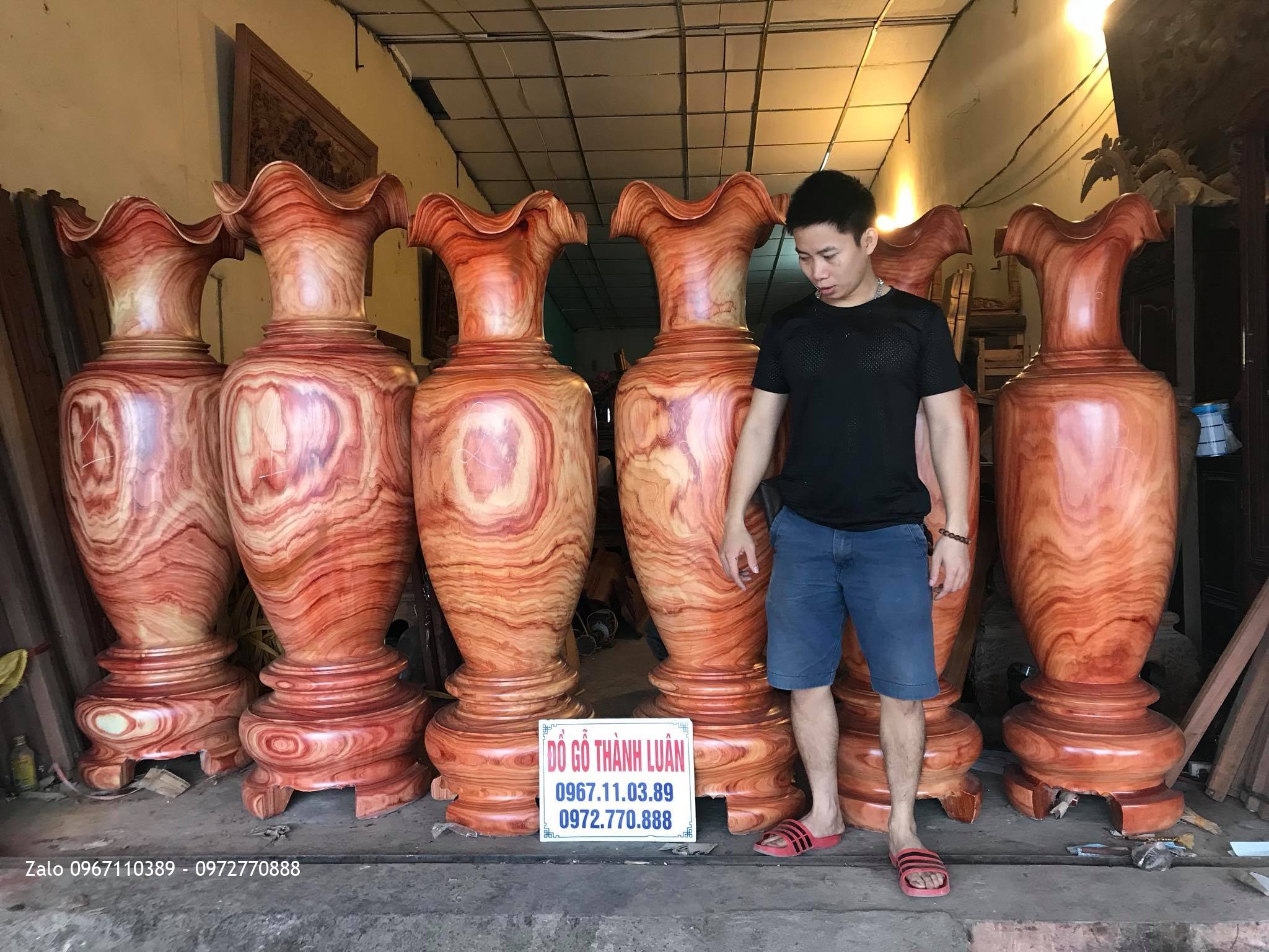 3 Đôi Lọ Lộc Bình Gỗ Hương Nam Phi. 1m7 và 1m8