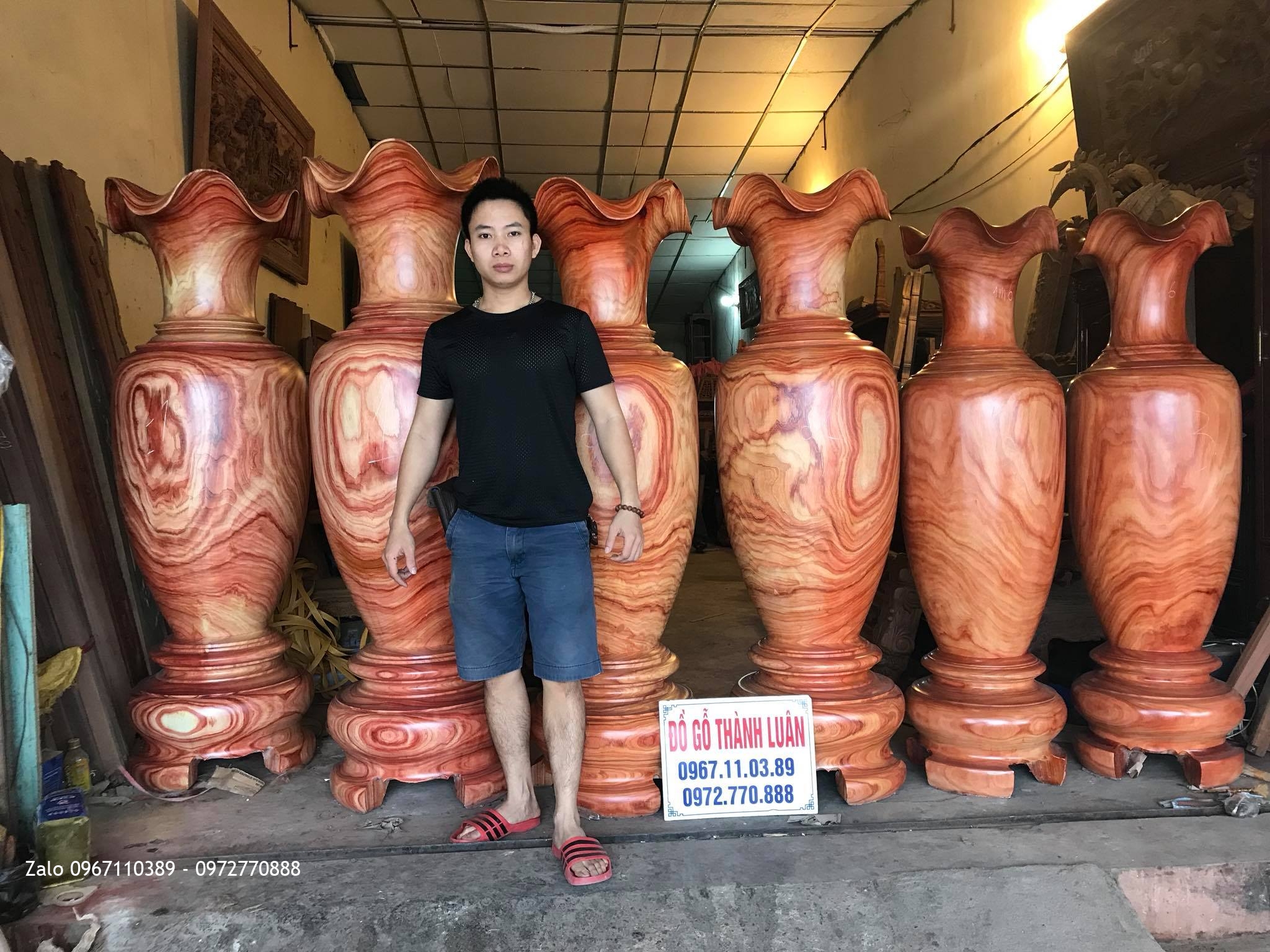 3 Đôi Lọ Lộc Bình Gỗ Hương Nam Phi. 1m7 và 1m8.