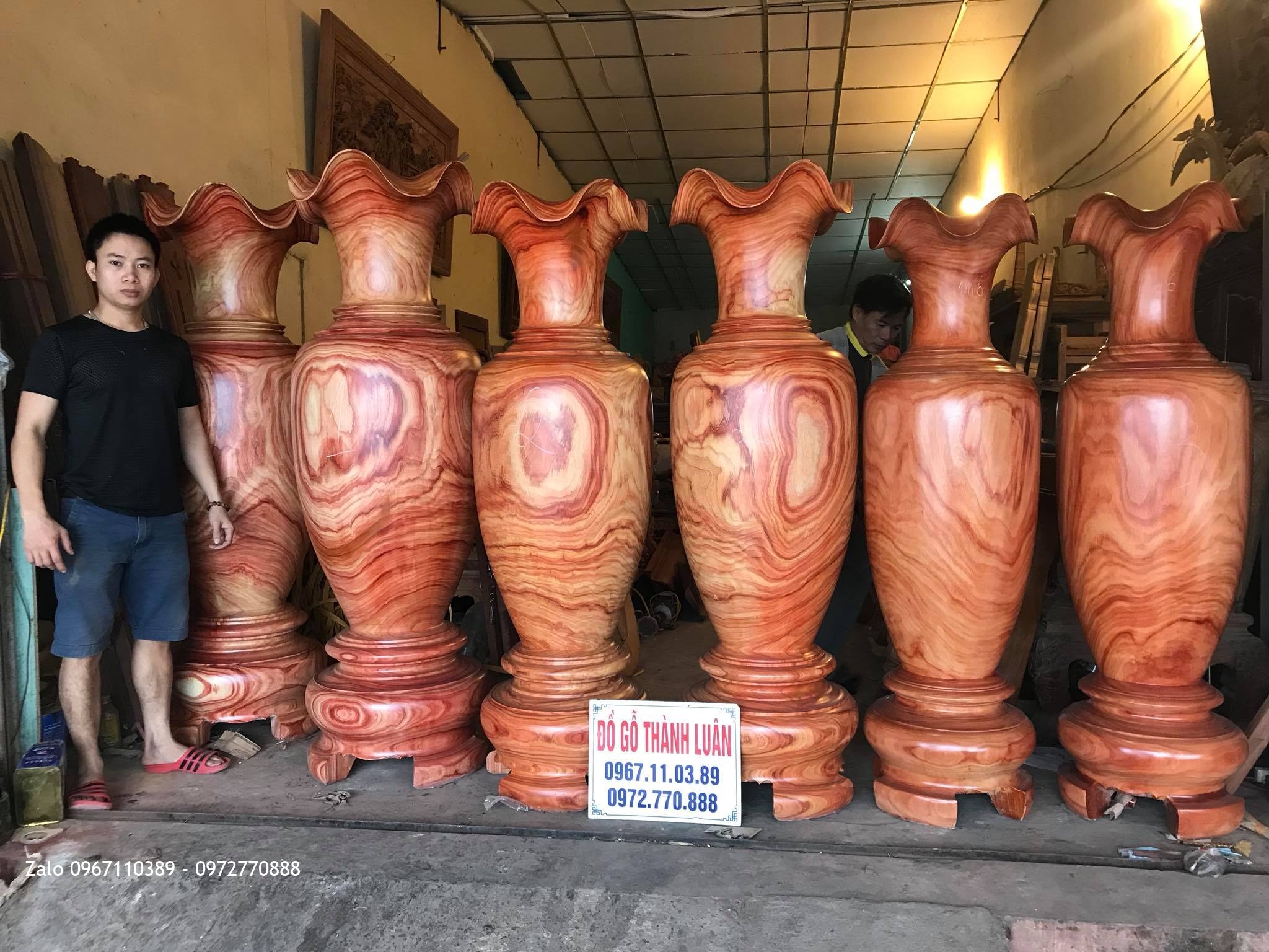 3 Đôi Lọ Lộc Bình Gỗ Hương Nam Phi. 1m7 và 1m8.