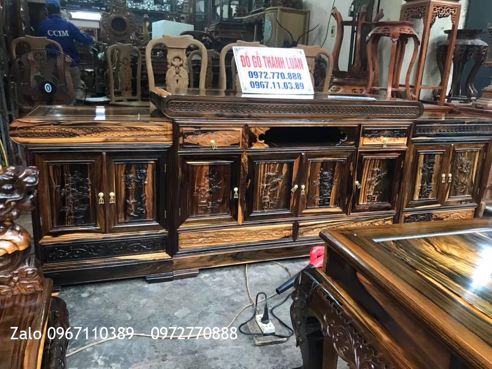 Bộ Minh Quốc Nghê Gỗ Mun, Kệ Tivi. C Tuyết Hải Phòng.: