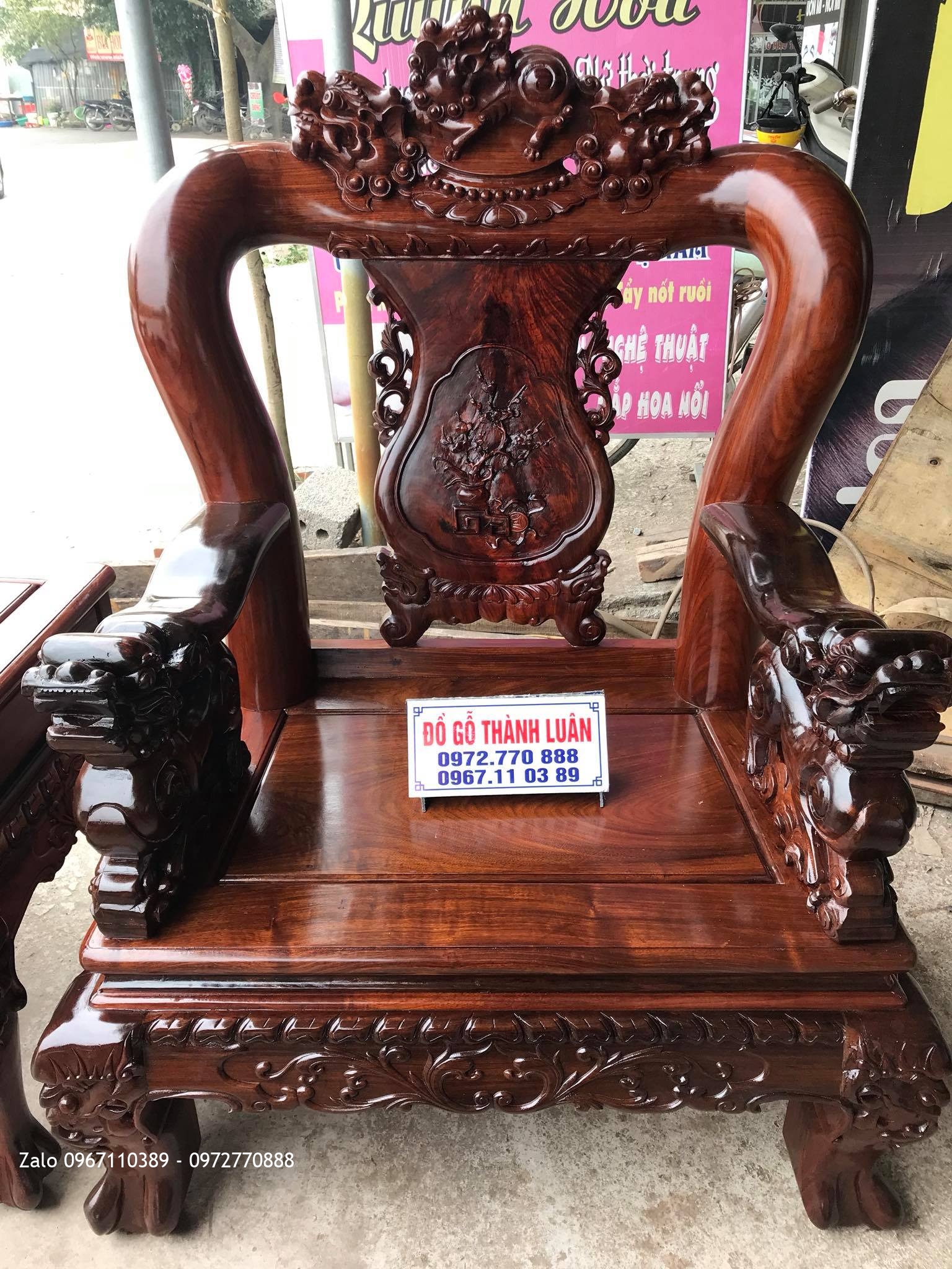 Bộ bàn ghế Minh Nghê Gỗ Cẩm Lai Lào C12,10 Món VÍP. Bác Ngọc Văn Giang Hưng Yên,