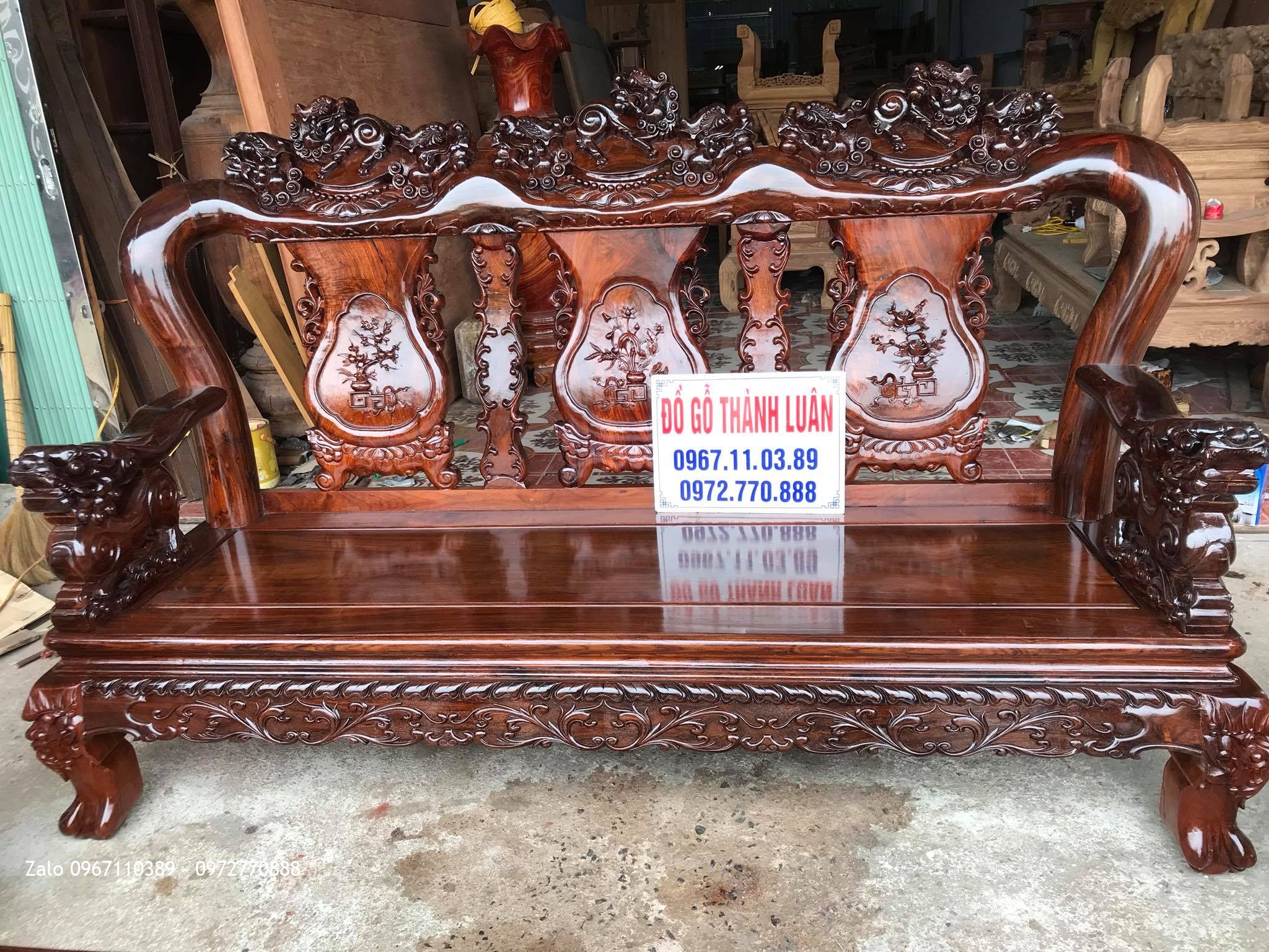 Bộ bàn ghế Minh Nghê Gỗ Cẩm Lai Lào C12,10 Món VÍP. Bác Ngọc Văn Giang Hưng Yên,