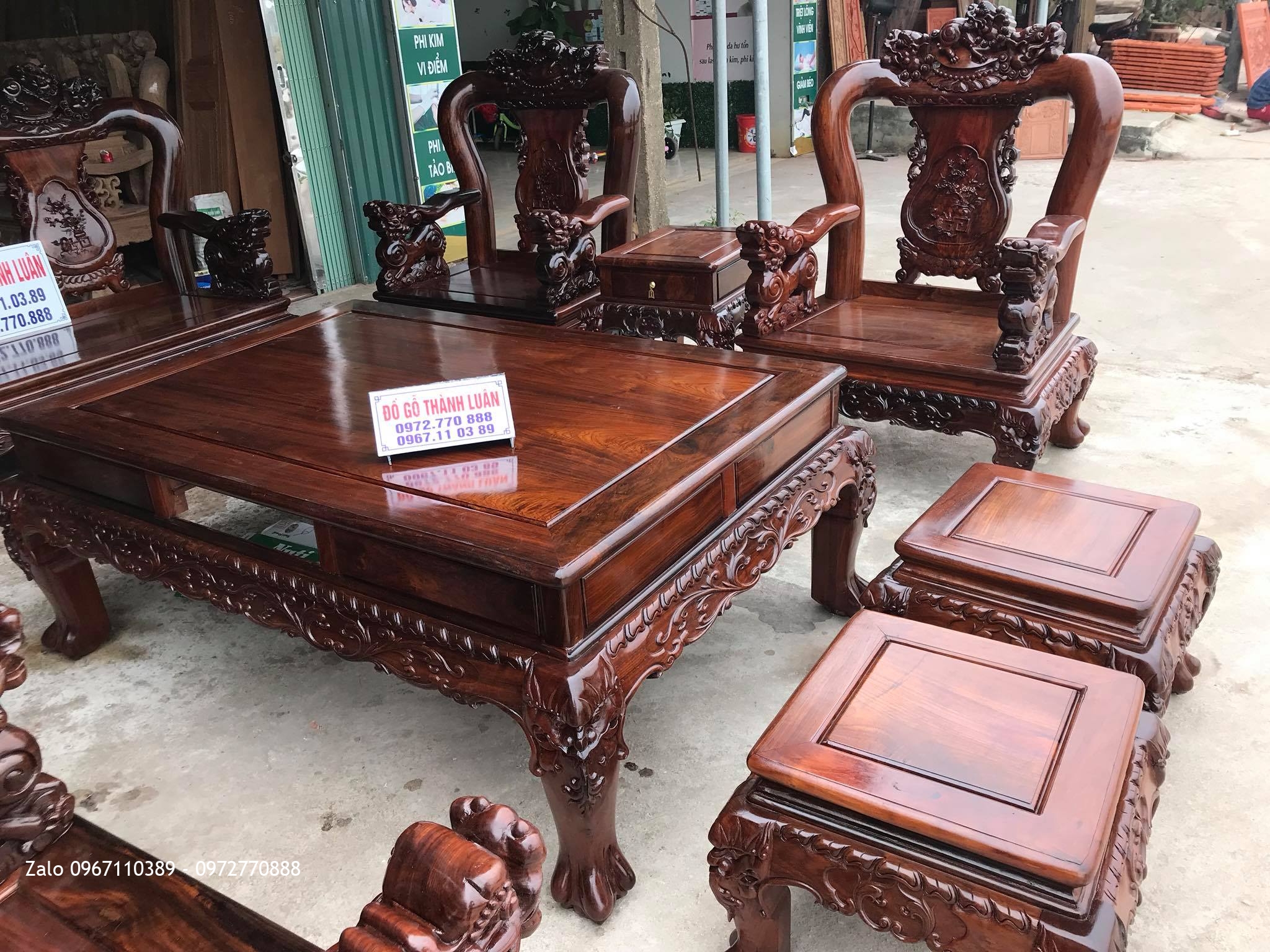 Bộ bàn ghế Minh Nghê Gỗ Cẩm Lai Lào C12,10 Món VÍP. Bác Ngọc Văn Giang Hưng Yên::