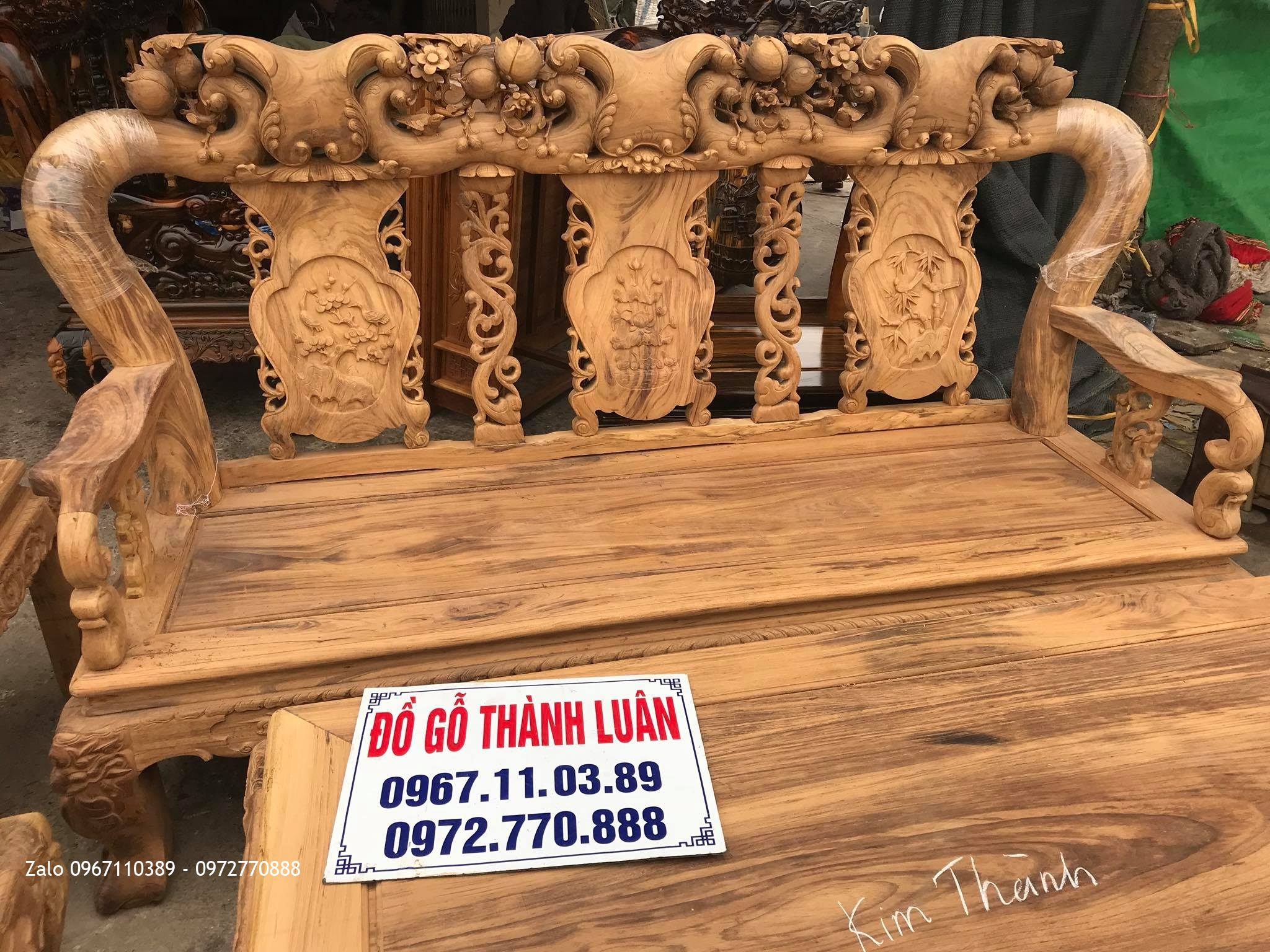 Bộ Ghế Minh Quốc Đào Chim Gỗ Gụ Ta Quảng Bình 12 VIP. Chú Hoài Kim Thành Hải Dương,,