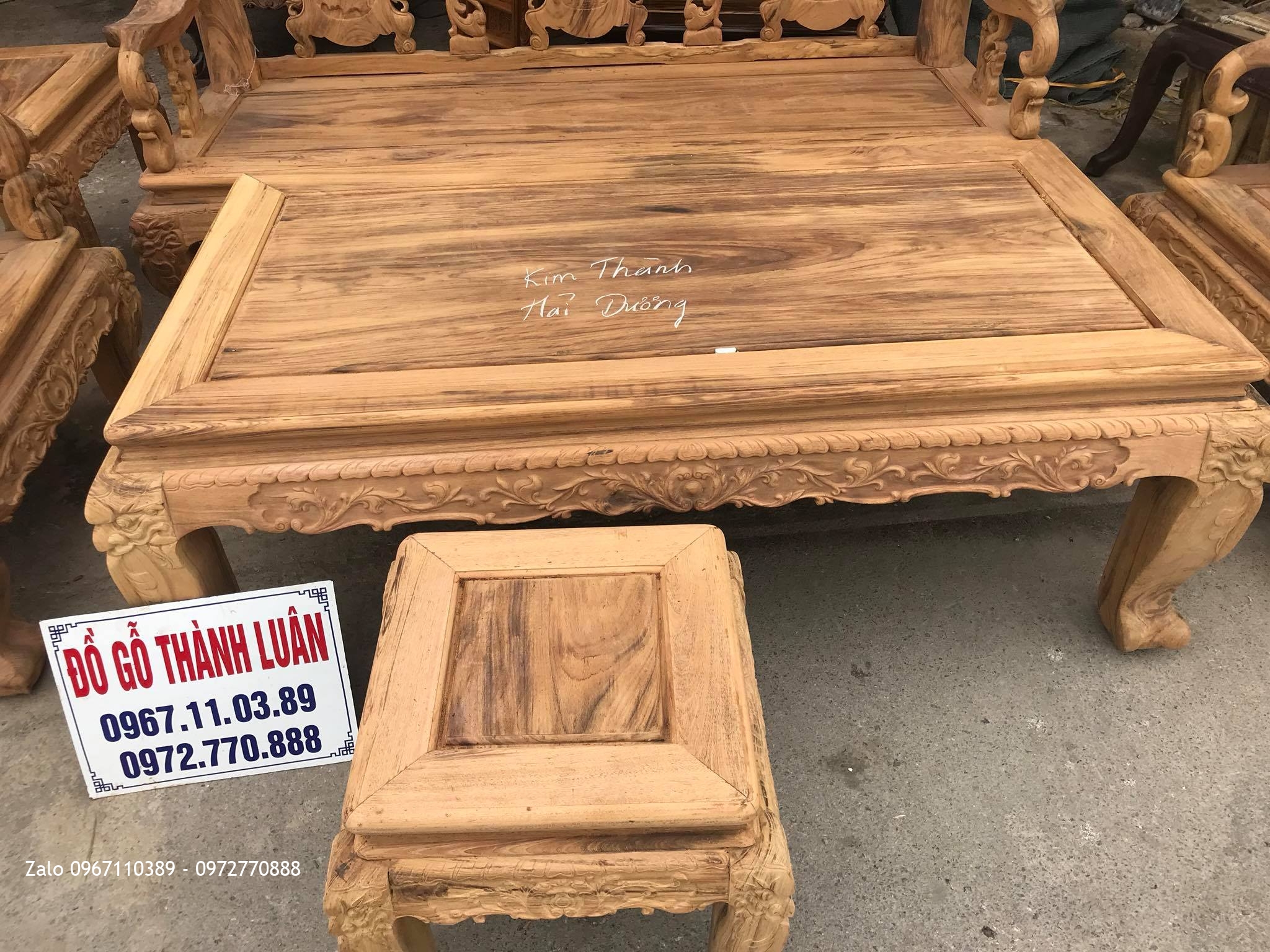 Bộ Ghế Minh Quốc Đào Chim Gỗ Gụ Ta Quảng Bình 12 VIP. Chú Hoài Kim Thành Hải Dương.