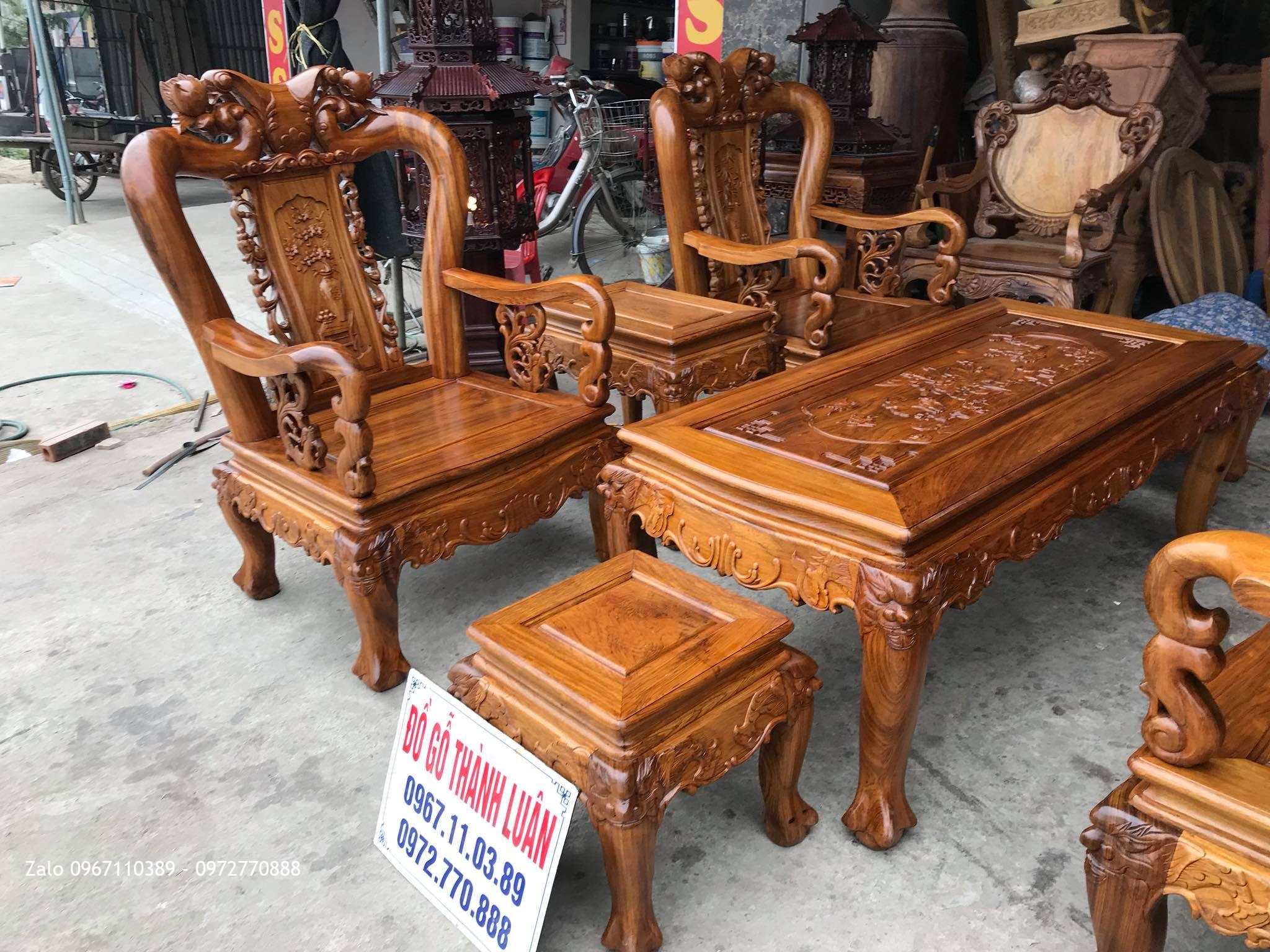 Bộ Ghế Minh Quốc Đào Chim Cột 10. A Thi Hưng Yên.