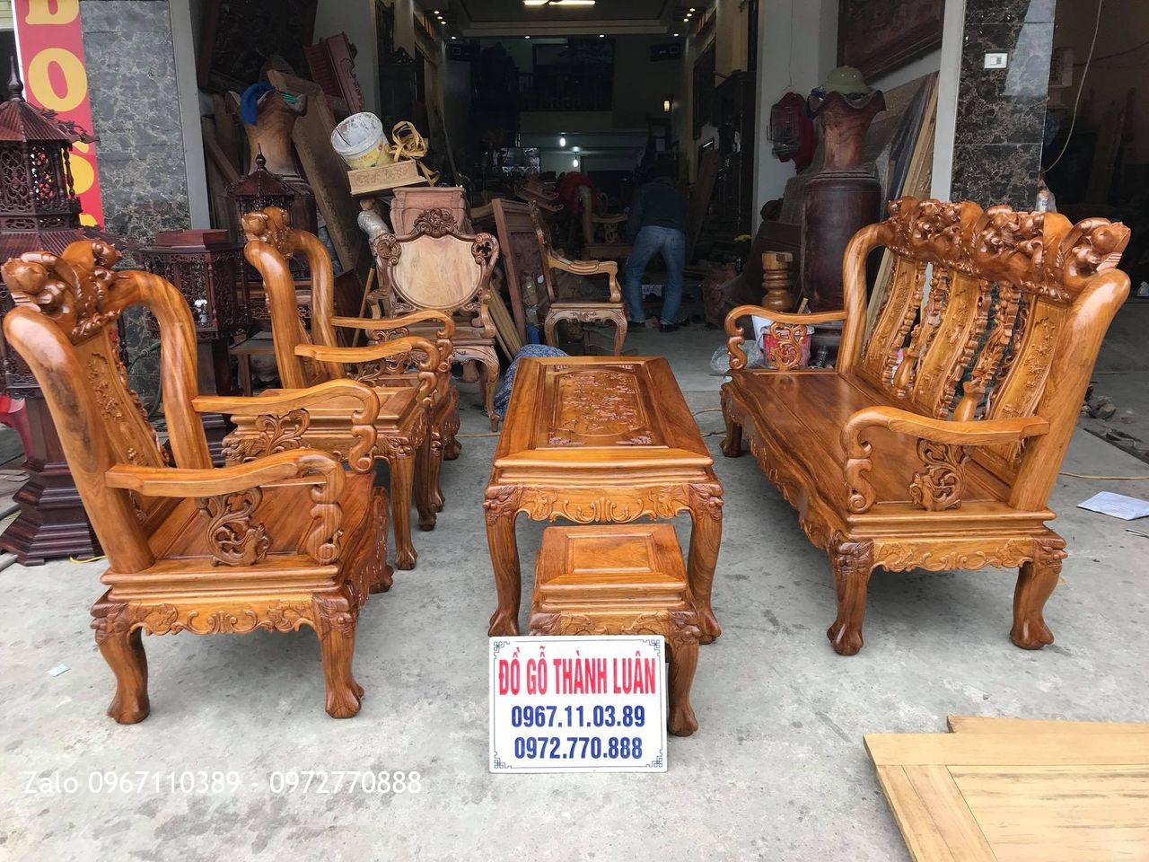 Bộ Ghế Minh Quốc Đào Chim Cột 10. A Thi Hưng Yên