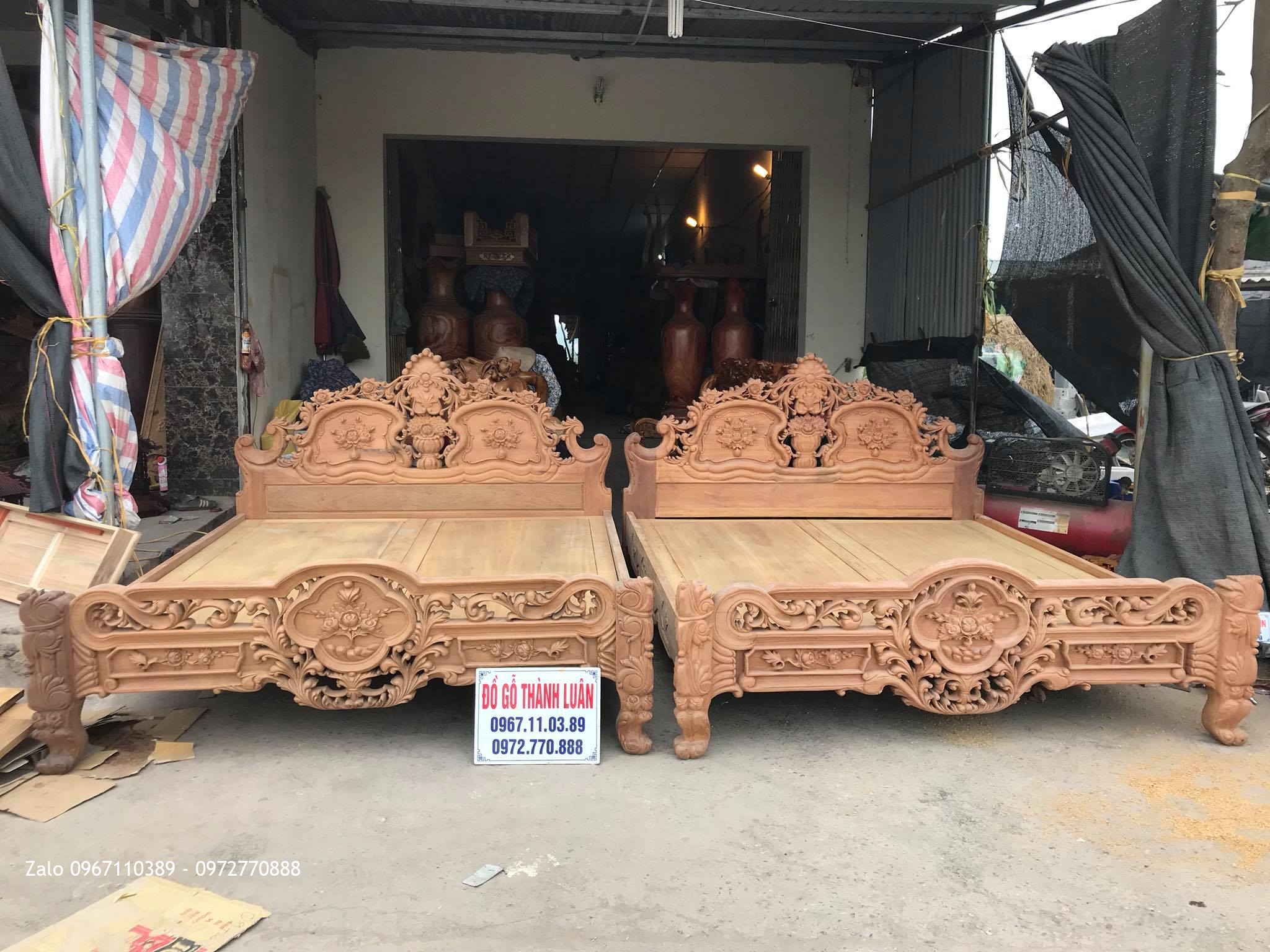 3 Giường Hồng Lu-i Gỗ Gụ. Khách Lạng Sơn