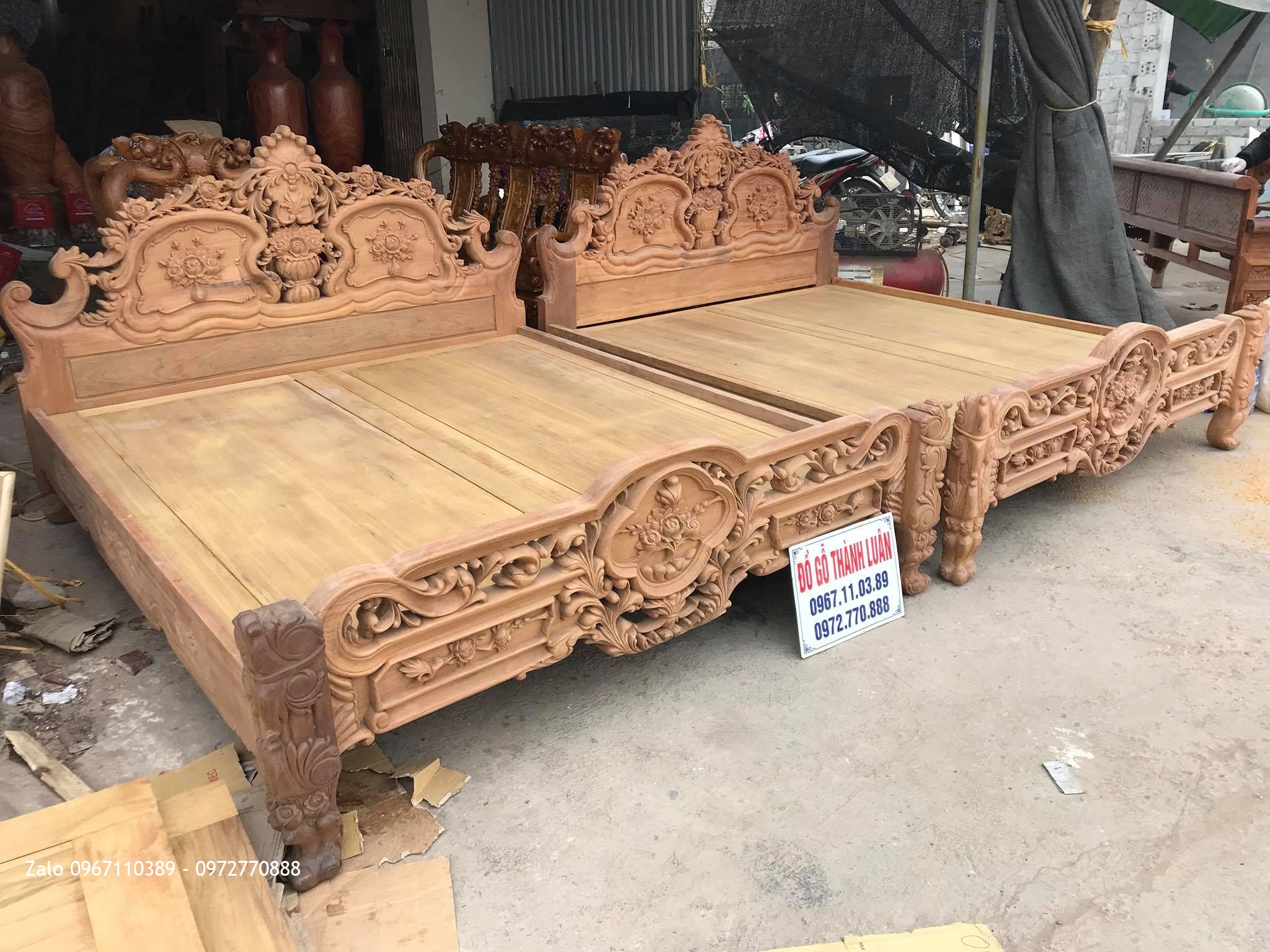 3 Giường Hồng Lu-i Gỗ Gụ. Khách Lạng Sơn.