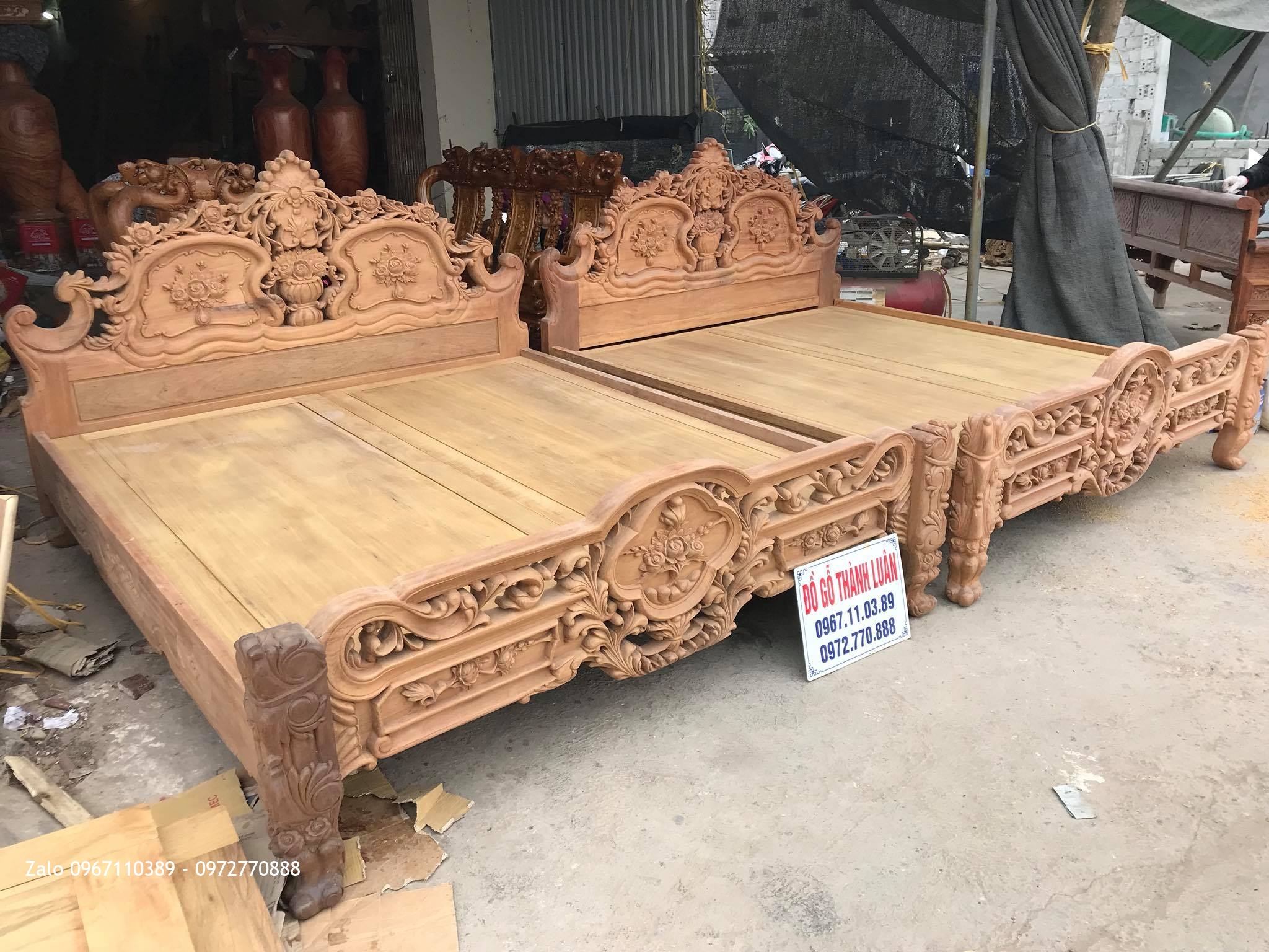 3 Giường Hồng Lu-i Gỗ Gụ. Khách Lạng Sơn.