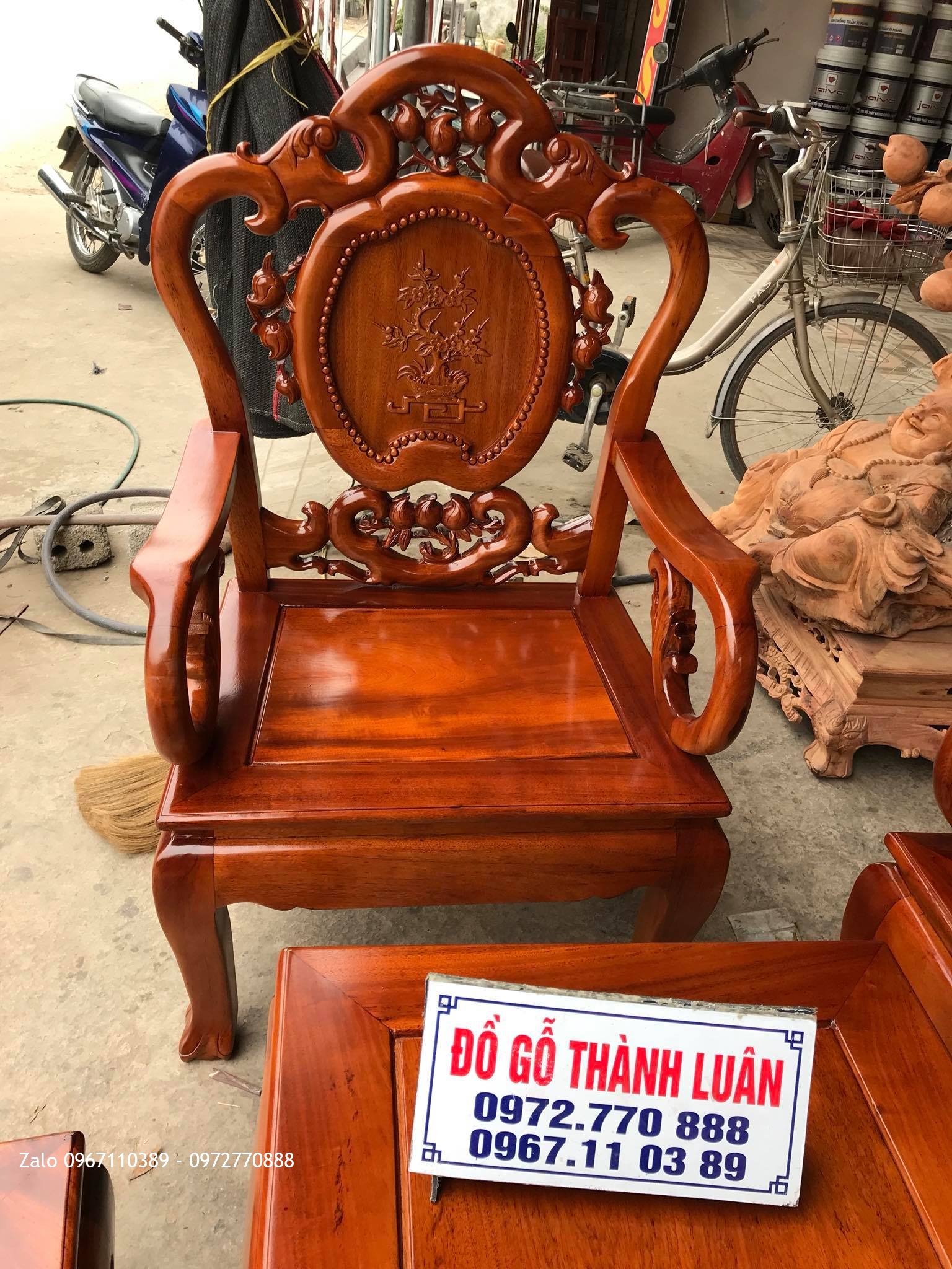 Bộ Ghế chuông Đào Gỗ Gụ. Khách Thái Bình.