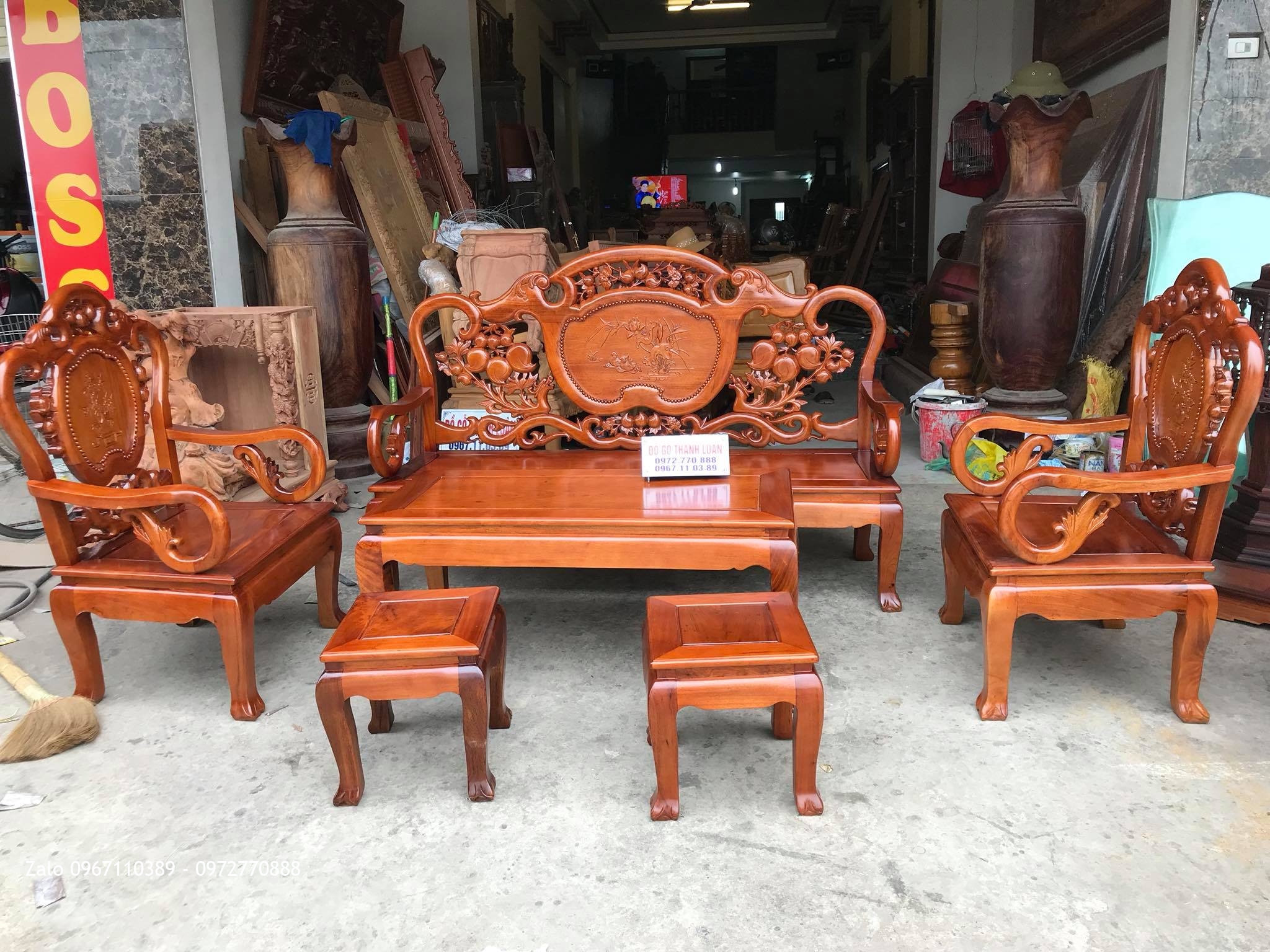 Bộ Ghế chuông Đào Gỗ Gụ. Khách Thái Bình