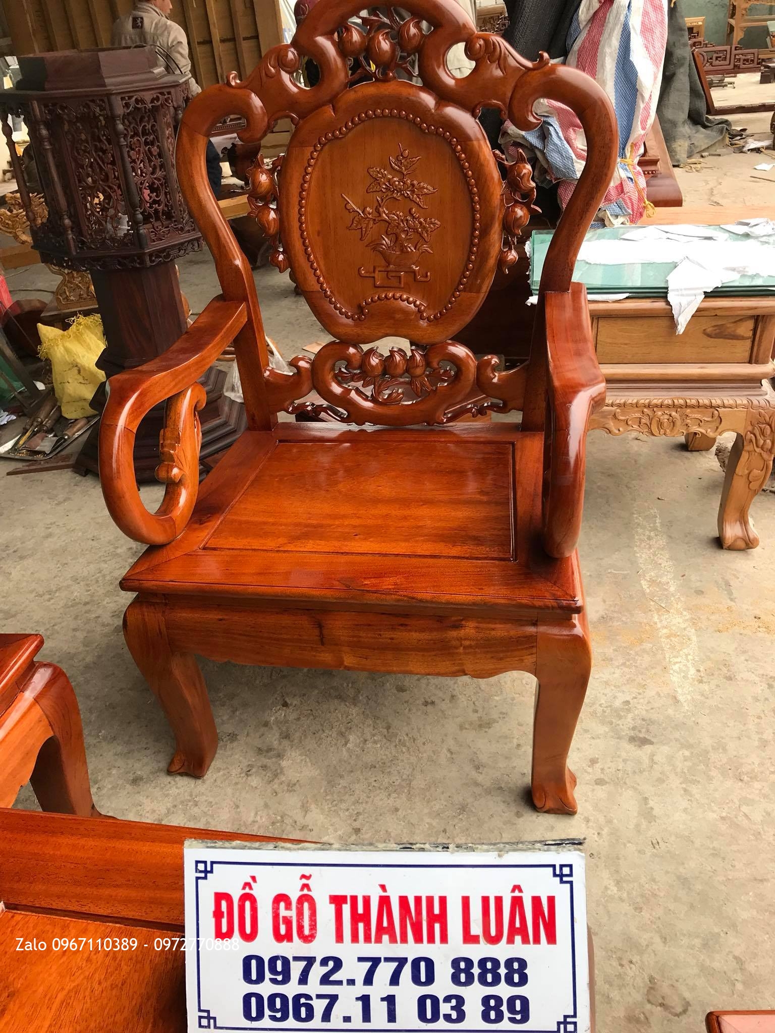 Bộ Ghế chuông Đào Gỗ Gụ. Khách Thái Bình.