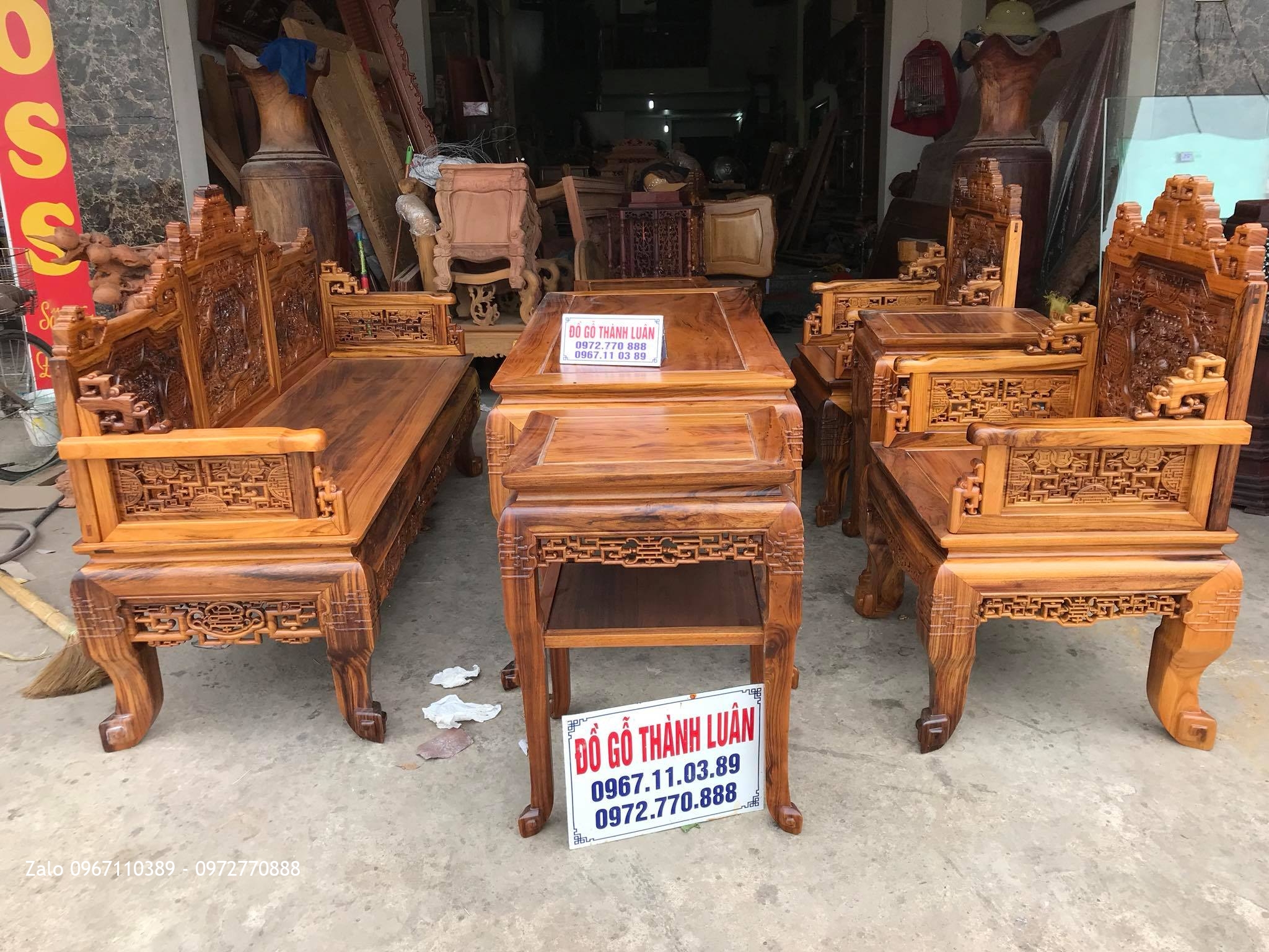 Bộ Trường Kỷ Huế Ngũ Lân Gỗ Gụ Ta Quảng Bình VÍP. Khách Thái Bình