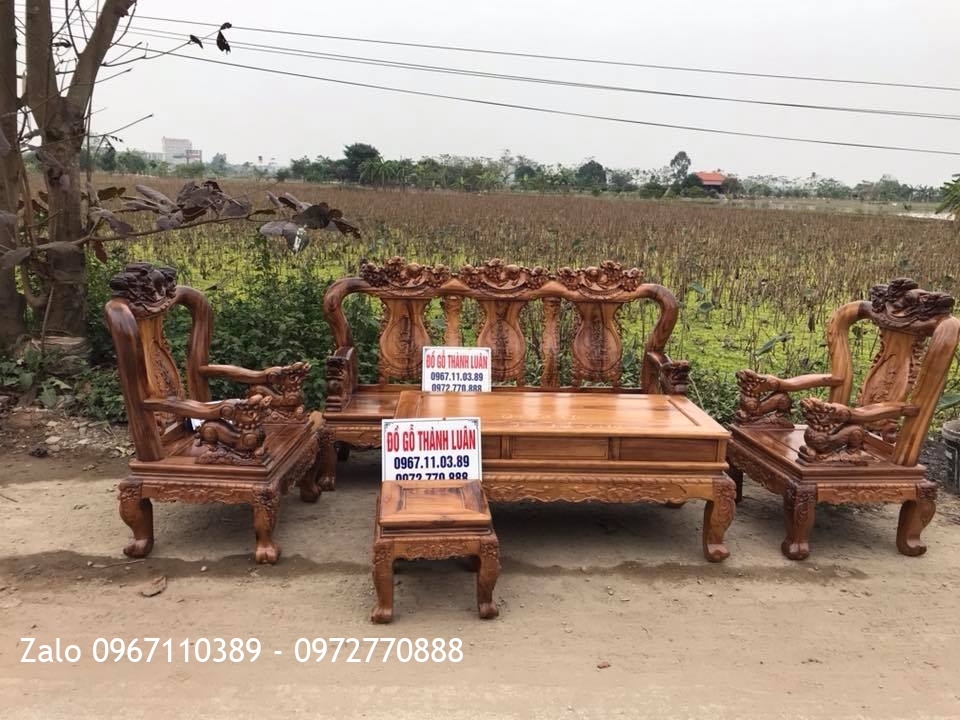 Bộ Minh Quốc Nghê Gỗ Gụ Ta Quảng Bình C10 6 Món,