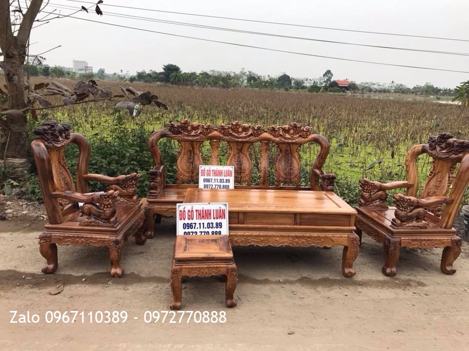 Bộ Minh Quốc Nghê Gỗ Gụ Ta Quảng Bình C10 6 Món,