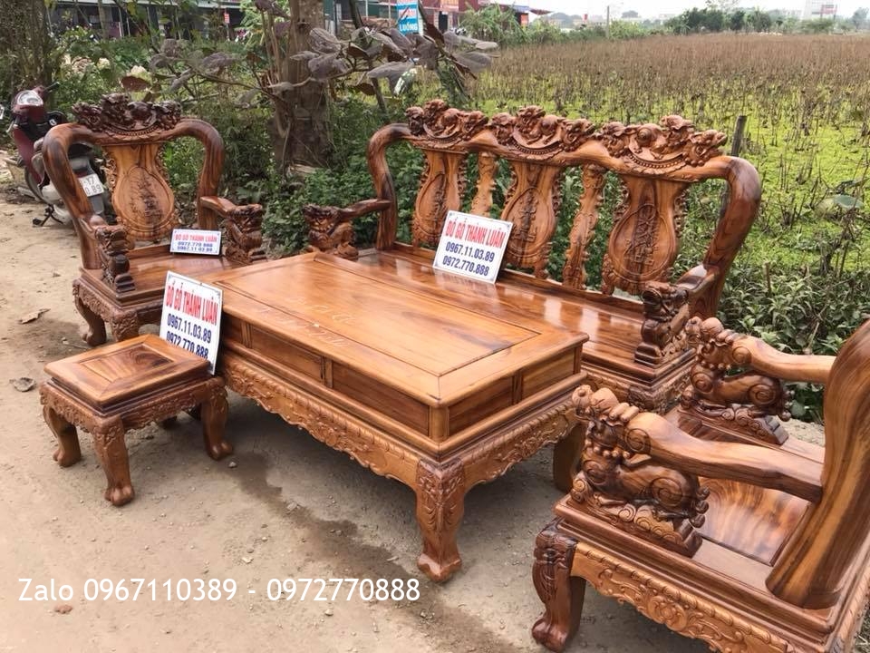 Bộ Minh Quốc Nghê Gỗ Gụ Ta Quảng Bình C10 6 Món,.