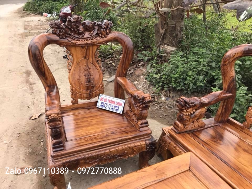 Bộ Minh Quốc Nghê Gỗ Gụ Ta Quảng Bình C10 6 Món,.