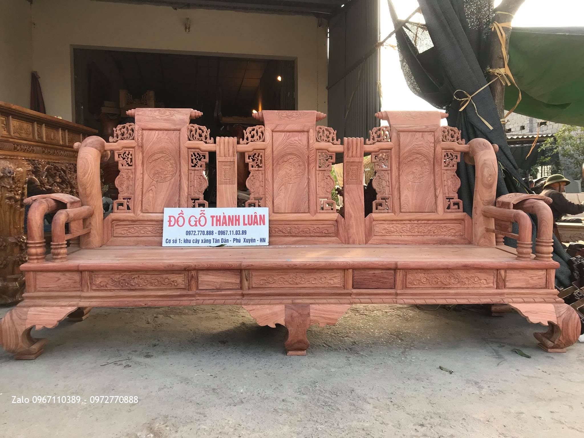 Bộ Ghế Tần Thuỷ Hoàng Gỗ Hương Đá Cột 12 Gồm 6 Món VÍP. .