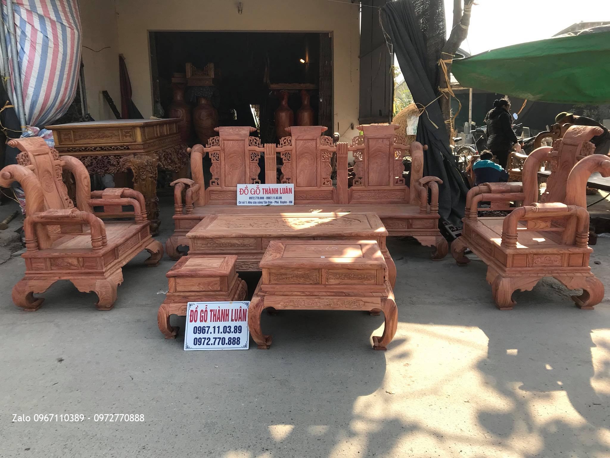 Bộ Ghế Tần Thuỷ Hoàng Gỗ Hương Đá Cột 12 Gồm 6 Món VÍP. :.