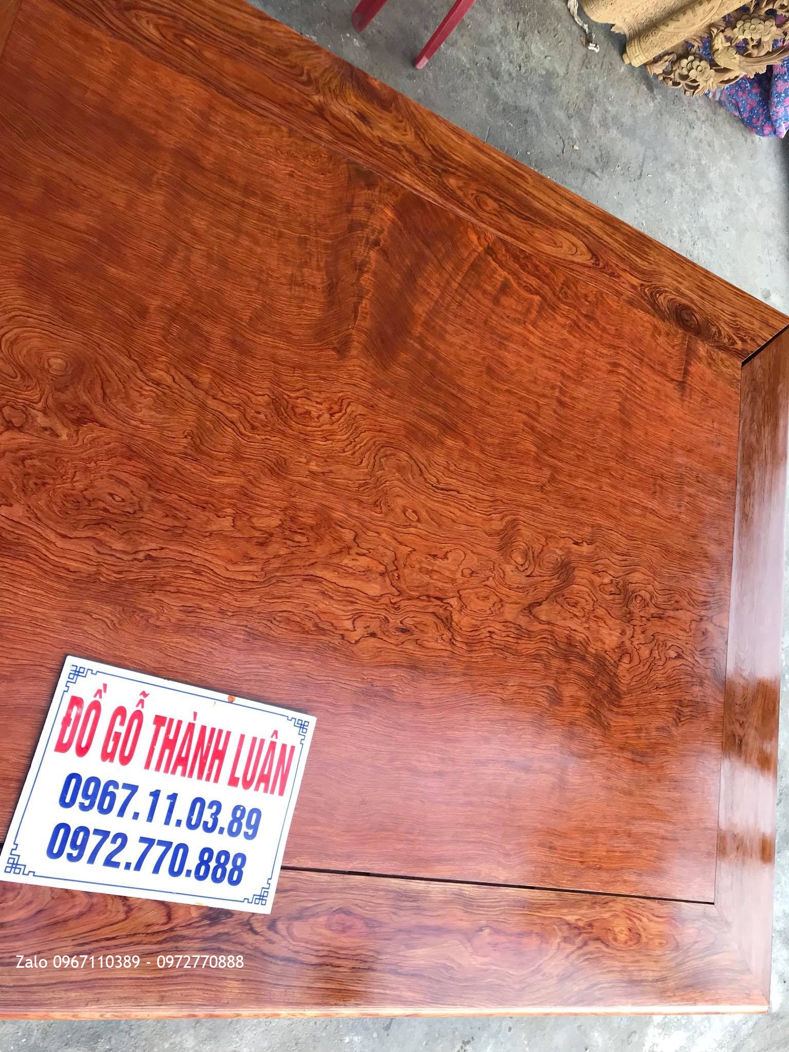 Sập Cẩm Lai Mặt 1 Lá Vân Víp 1m7 x 2m1. Khách Thái Bình.