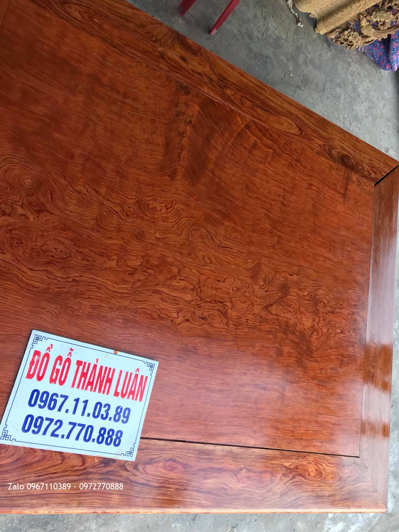 Sập Cẩm Lai Mặt 1 Lá Vân Víp 1m7 x 2m1. Khách Thái Bình:
