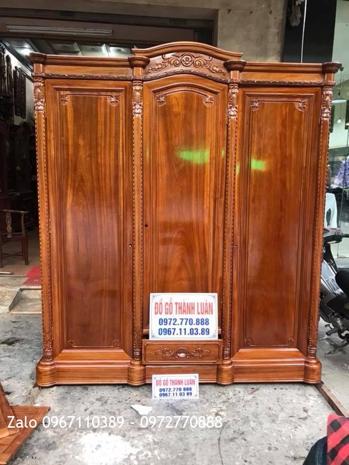 Tủ Áo 3 Buồng 3 Cánh Gỗ Gụ. Khách Hải Phòng,