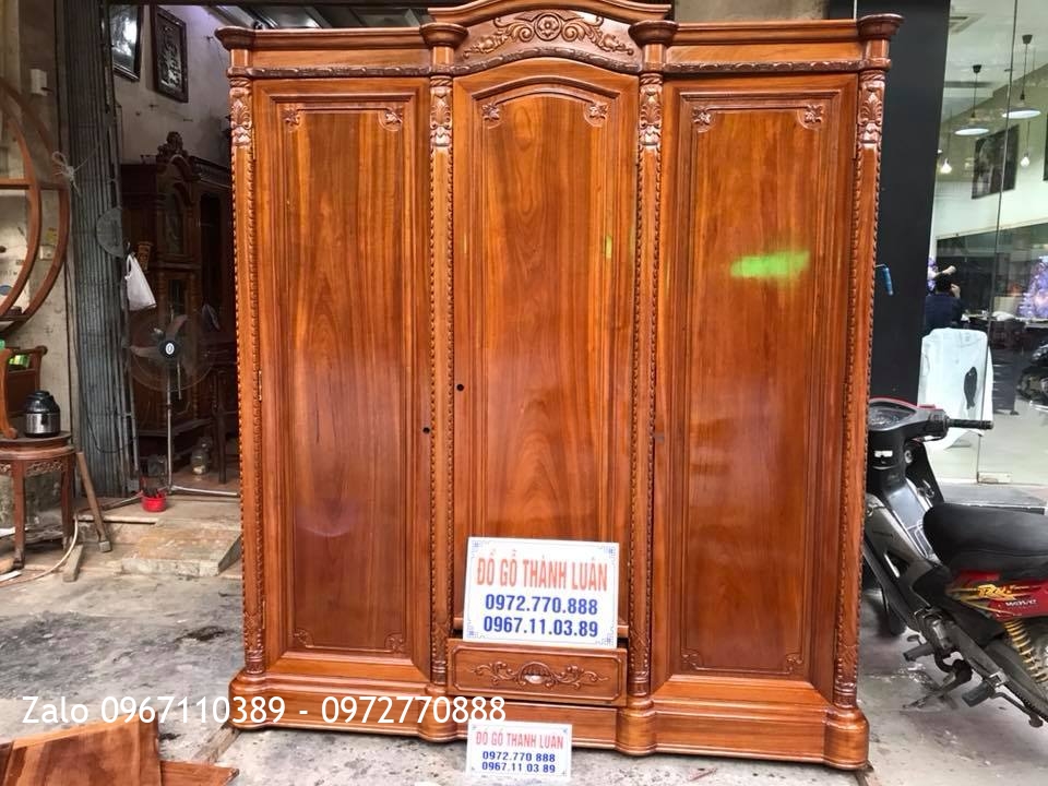 Tủ Áo 3 Buồng 3 Cánh Gỗ Gụ. Khách Hải Phòng,