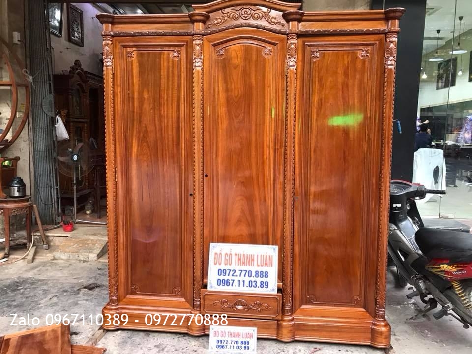 Tủ Áo 3 Buồng 3 Cánh Gỗ Gụ. Khách Hải Phòng,