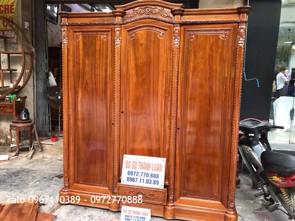 Tủ Áo 3 Buồng 3 Cánh Gỗ Gụ. Khách Hải Phòng.