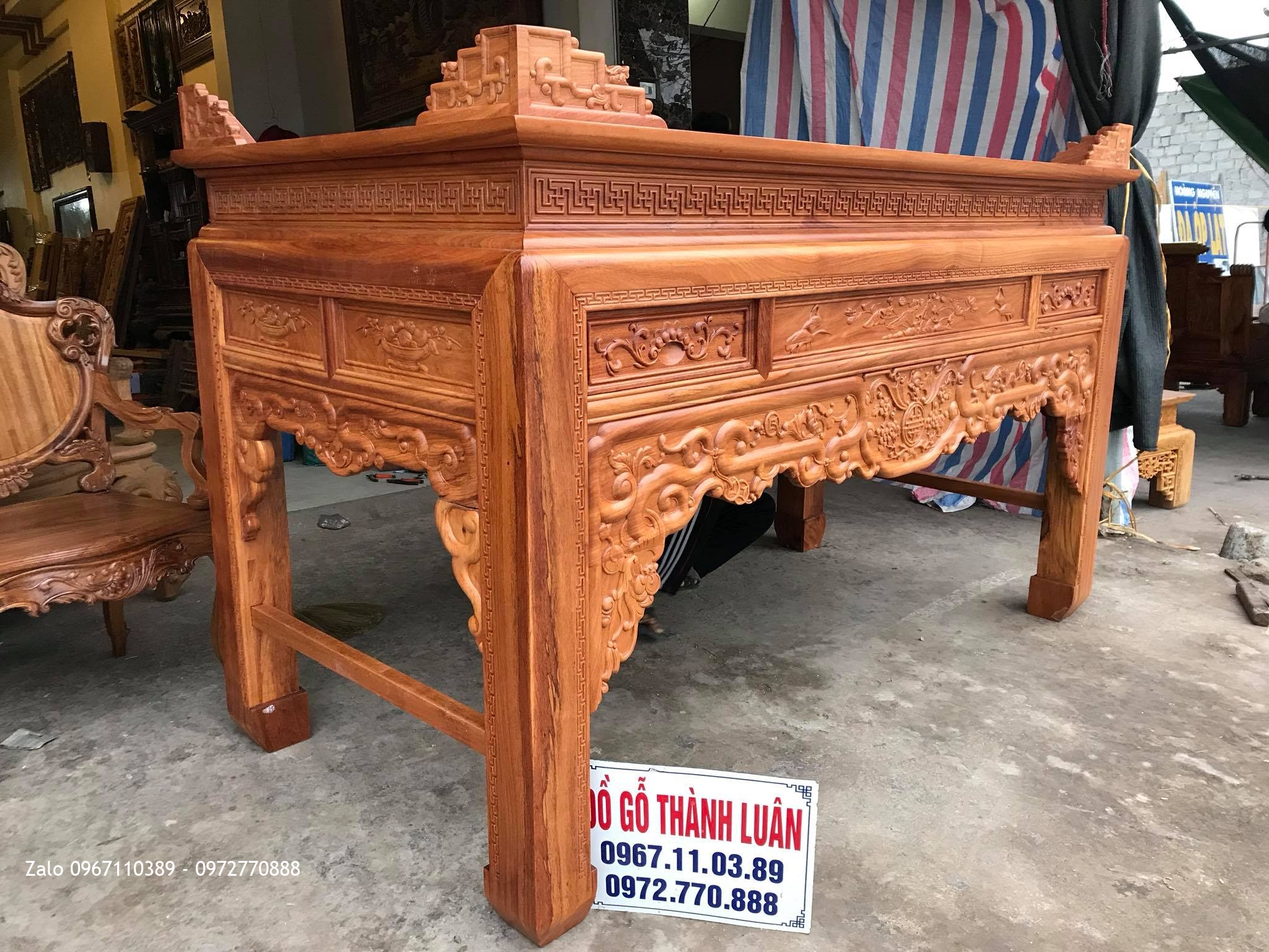 Bàn Thờ ( Án Giang) Triện Phúc Thọ Gỗ Gõ Đỏ  2m17 x 1m07 x 1m27. 