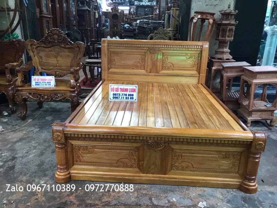 Giường Gỗ Gụ 1m6-2m. Khách Hải Phòng.,