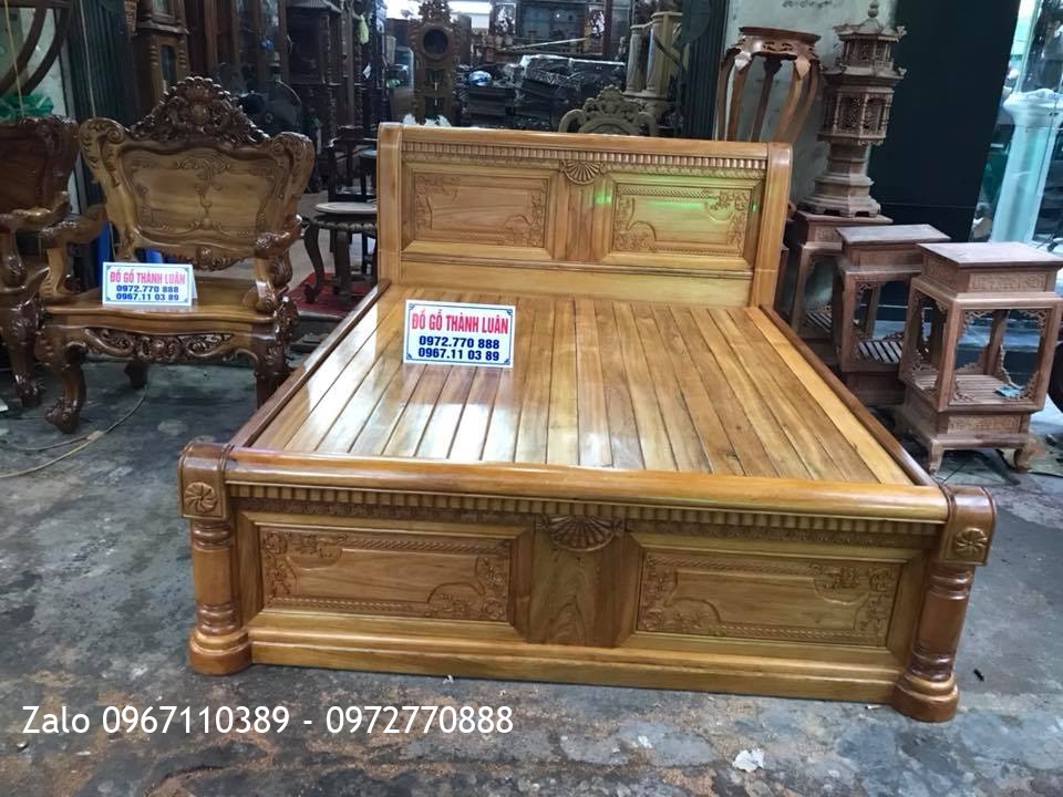 Giường Gỗ Gụ 1m6-2m. Khách Hải Phòng.,