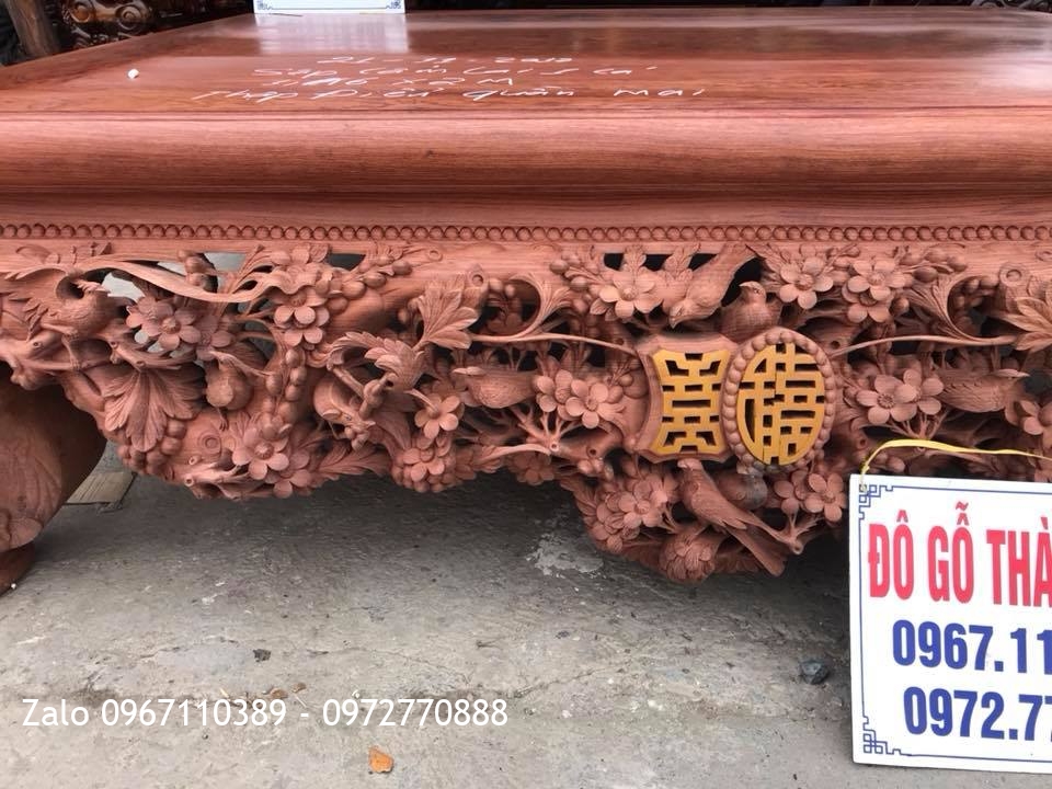 Sập Thập Điểu Quần Mai Gỗ Cẩm Mặt 1 Lá Chọn Vân,