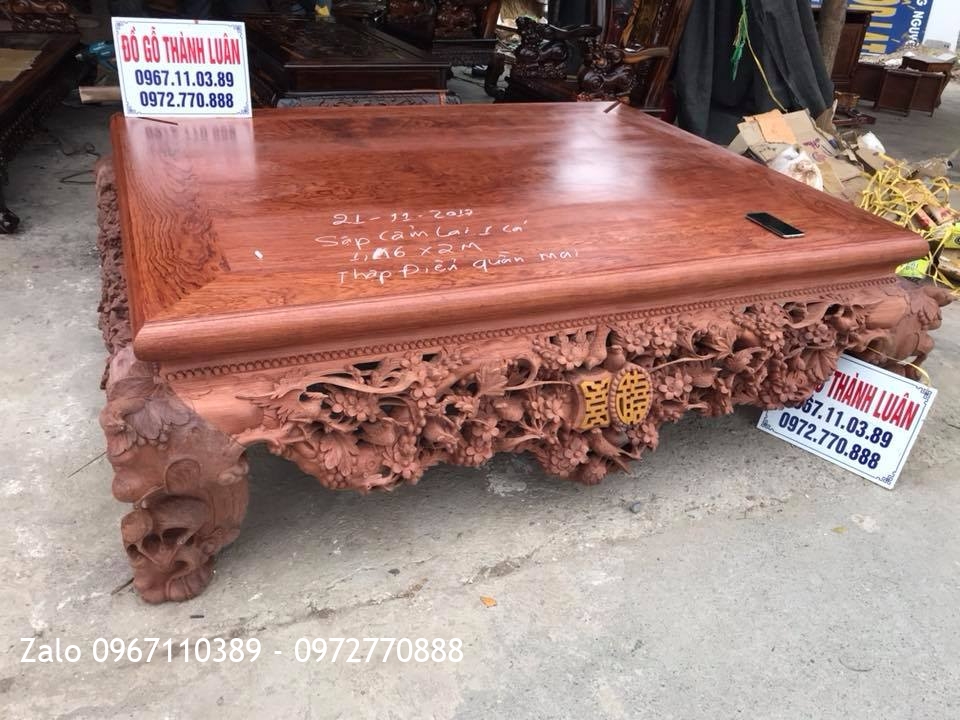 Sập Thập Điểu Quần Mai Gỗ Cẩm Mặt 1 Lá Chọn Vân