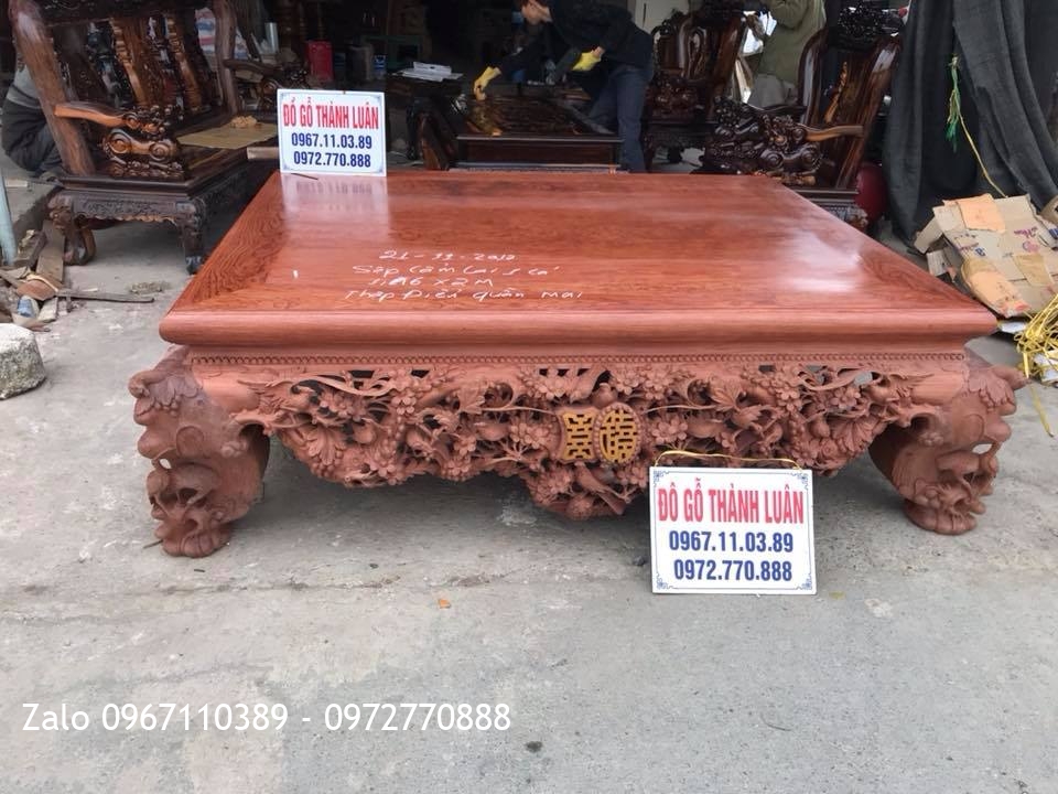 Sập Thập Điểu Quần Mai Gỗ Cẩm Mặt 1 Lá Chọn Vân..