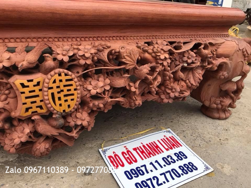 Sập Thập Điểu Quần Mai Gỗ Cẩm Mặt 1 Lá Chọn Vân