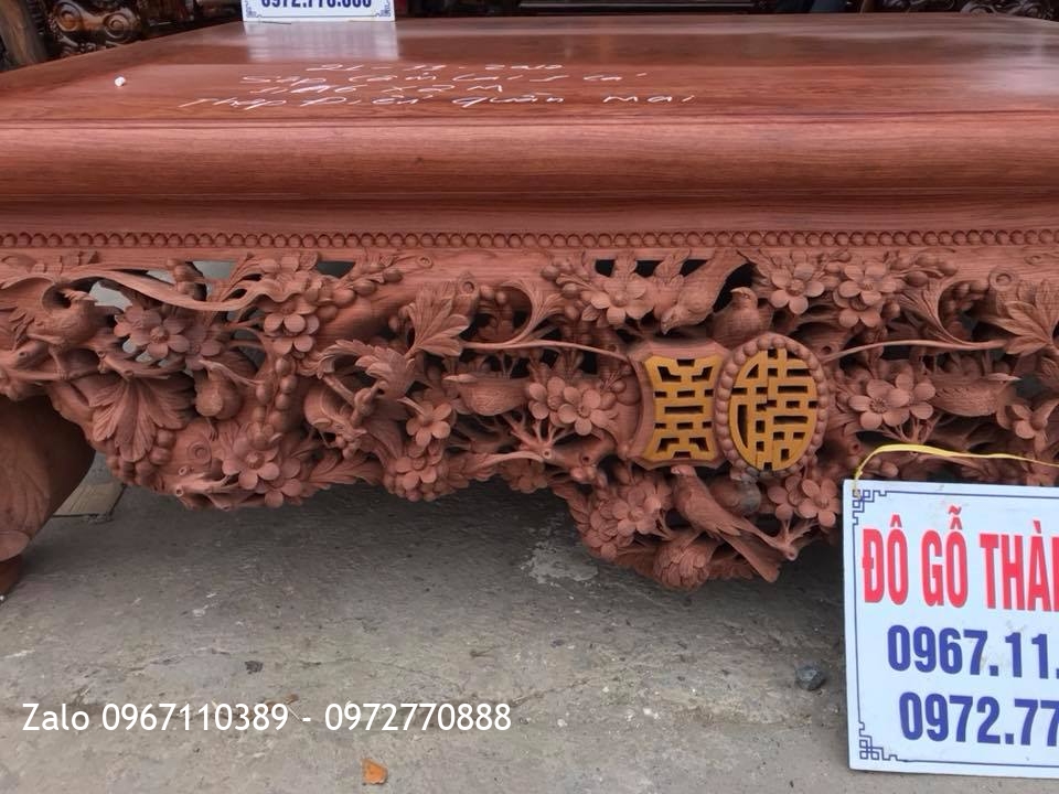 Sập Thập Điểu Quần Mai Gỗ Cẩm Mặt 1 Lá Chọn Vân:.