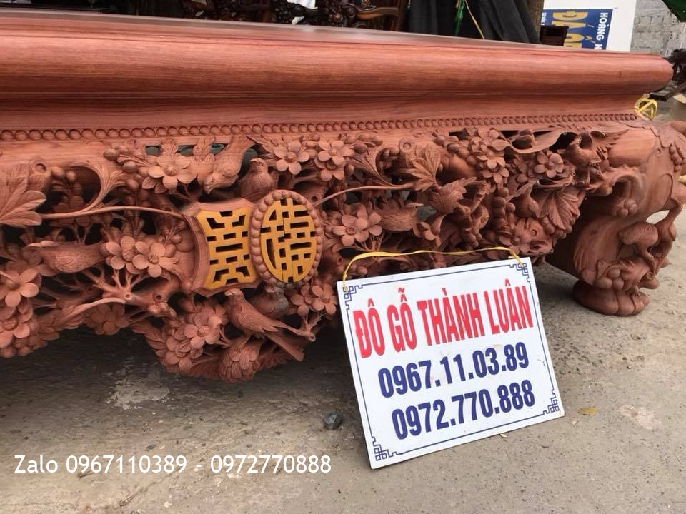 Sập Thập Điểu Quần Mai Gỗ Cẩm Mặt 1 Lá Chọn Vân: