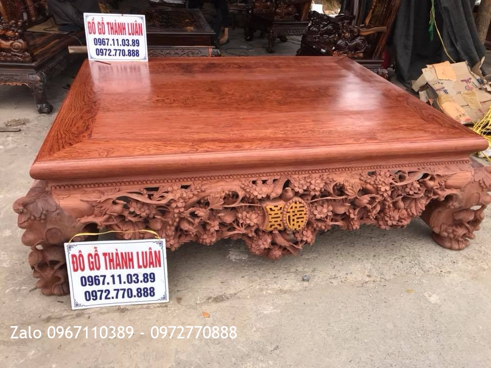 Sập Thập Điểu Quần Mai Gỗ Cẩm Mặt 1 Lá Chọn Vân::