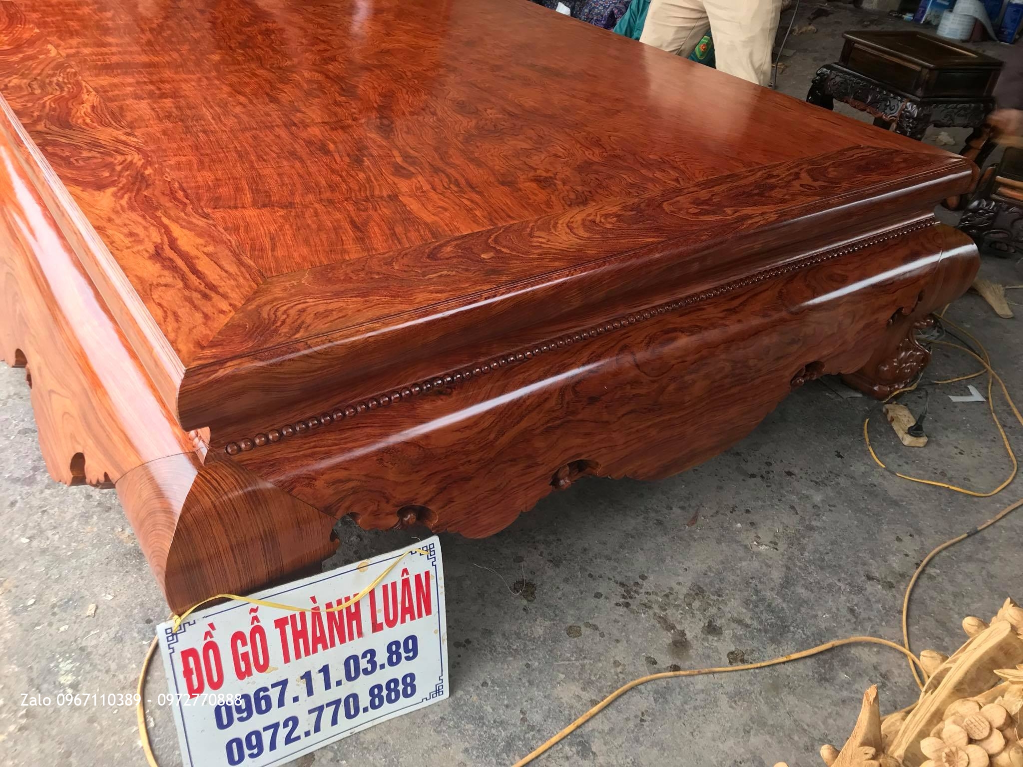 Sập Cẩm Lai Mặt 1 Lá Vân Đặc Sắc.c Chiến Hưng Yên..