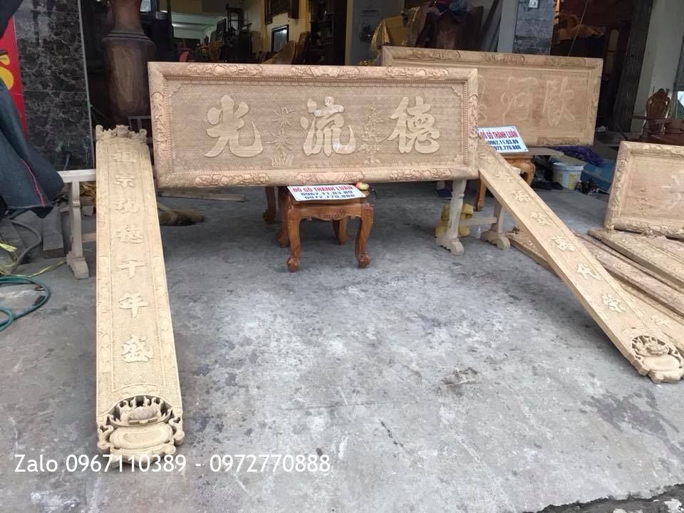 Bộ Hoành Phi Câu Đối Gỗ Gụ. Khách Nghệ An.