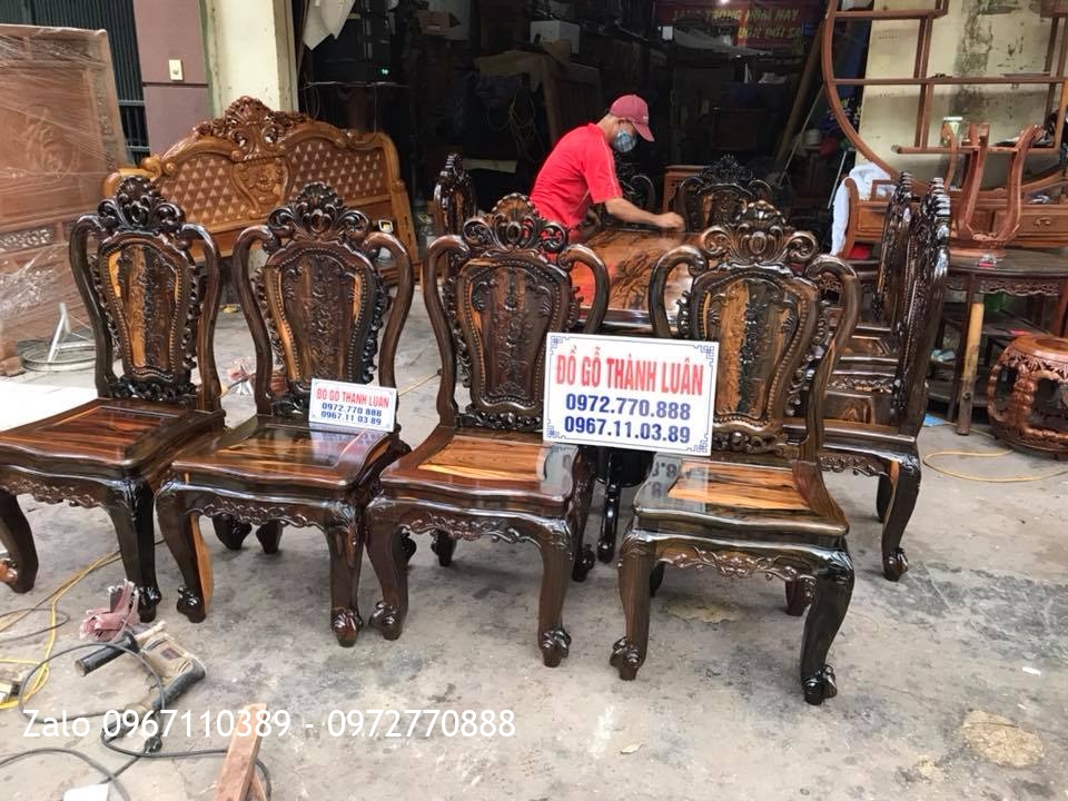 Bộ Minh Quốc Nghê Gỗ Mun Và Bộ Ghế Ăn Gỗ Mun. Chú Hùng Hải Phòng,
