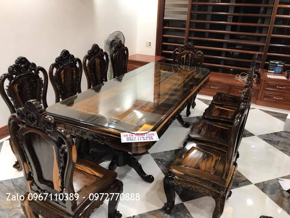 Bộ Minh Quốc Nghê Gỗ Mun Và Bộ Ghế Ăn Gỗ Mun. Chú Hùng Hải Phòng.