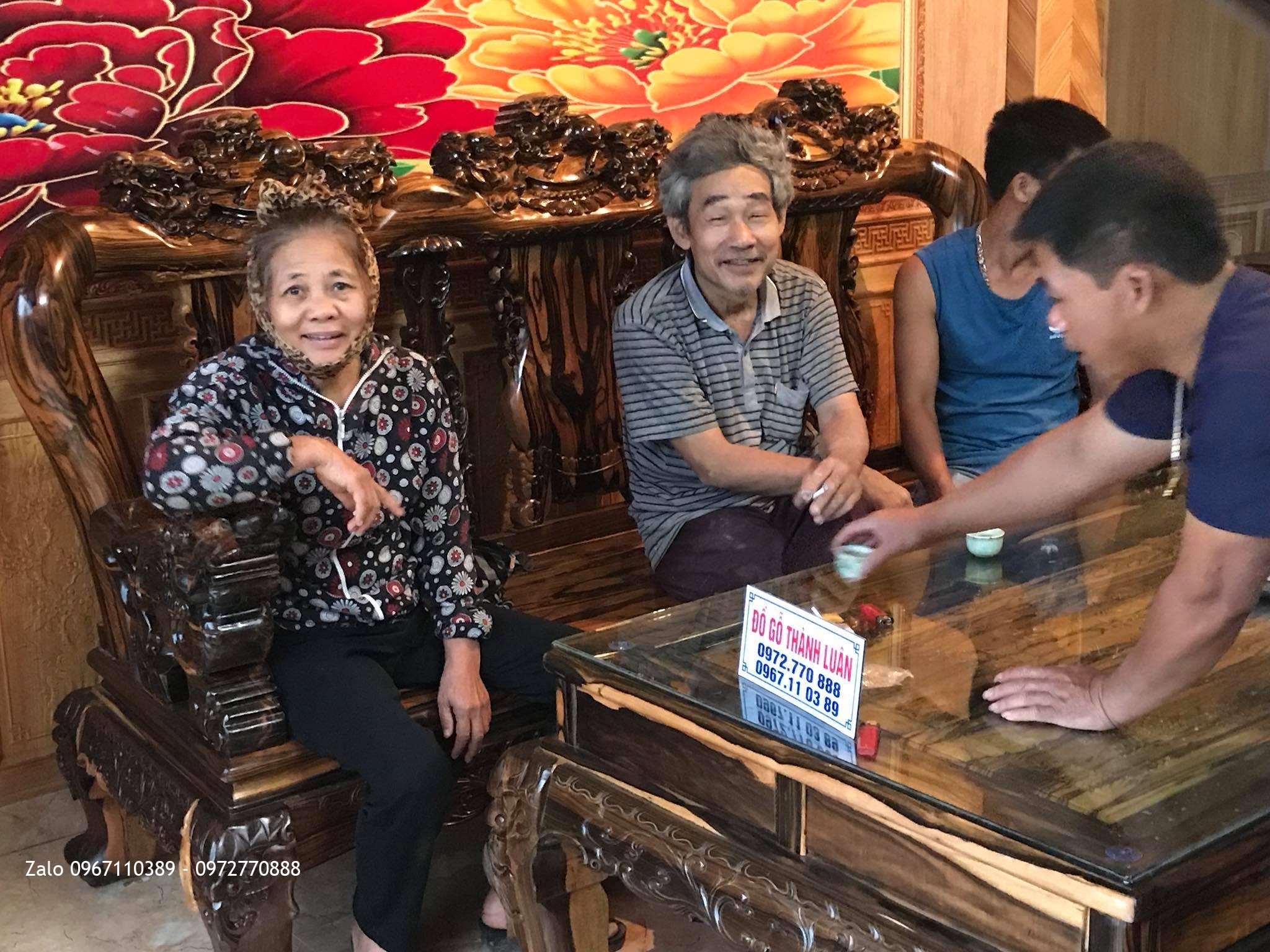 Bộ Bàn Ghế Minh Quốc Nghê Cột 13, Kệ Tivi Gỗ Mun. AC Đô Tươi Thường Tín HN,.